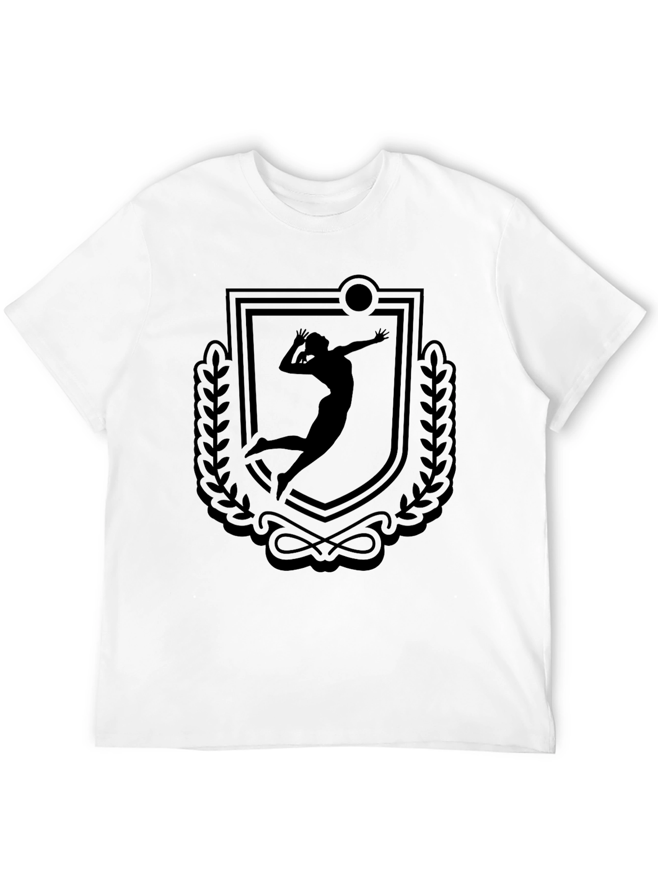 Black Volleyball Player Crest Graphic Tee - Black view 12