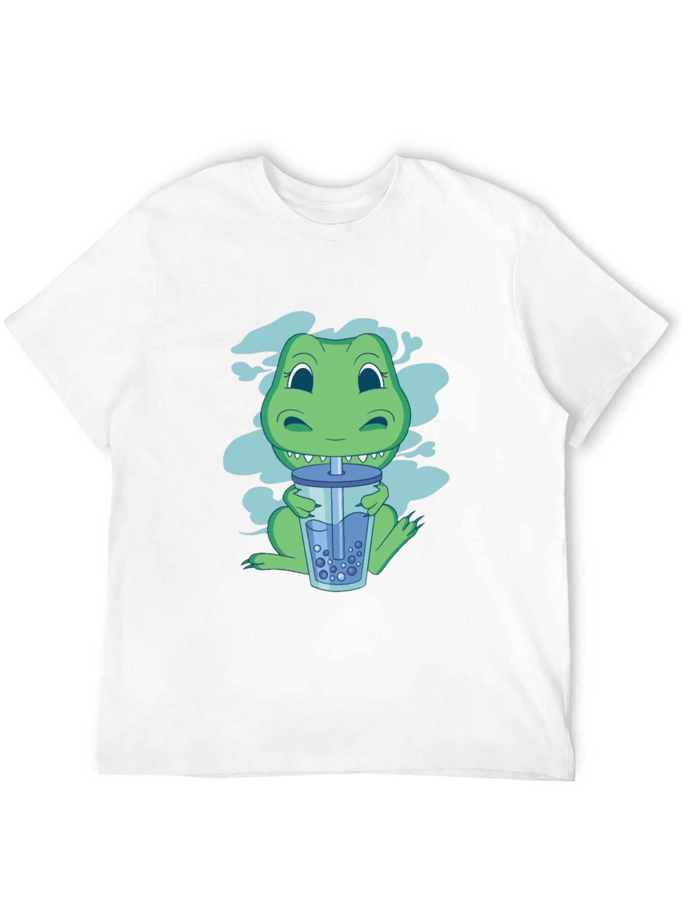 Black Dino Boba Tea Graphic Tee - Black Cotton T-Shirt view 12