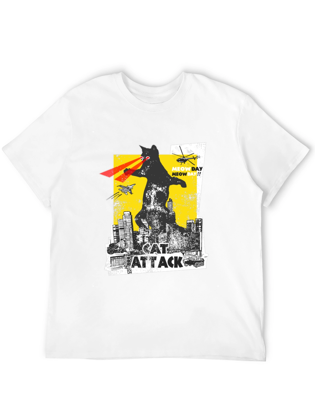 Black Cat Attack T-Shirt - Funny Graphic Tee view 12