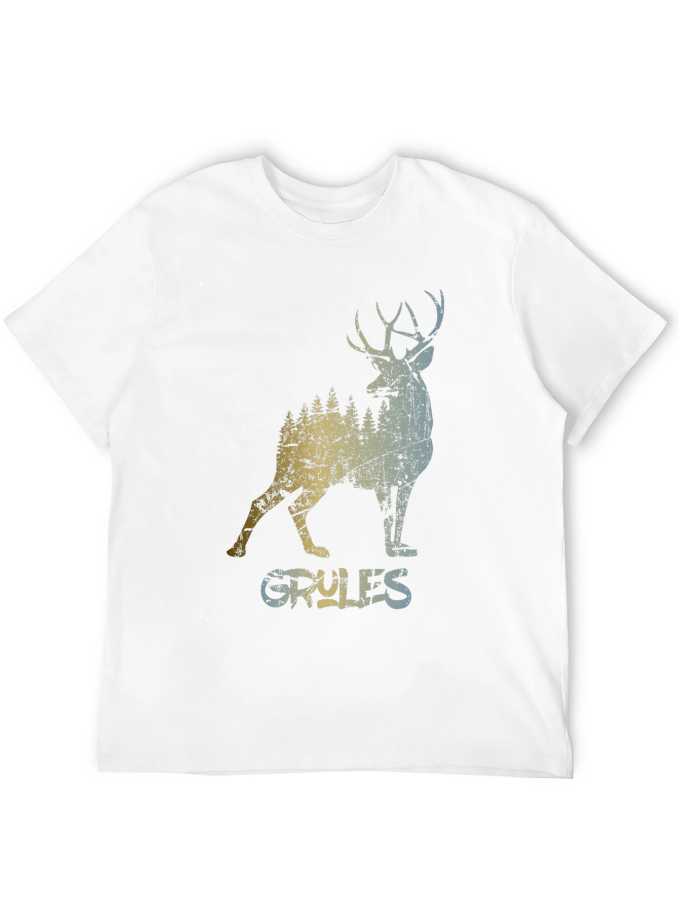 Black Vintage Style Deer Graphic T-Shirt view 12