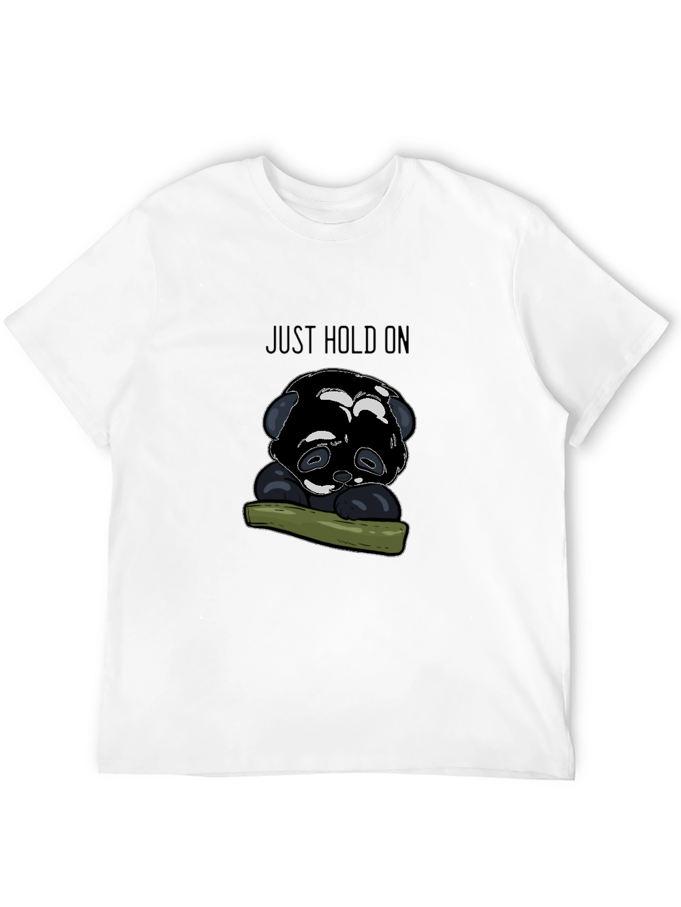 Black Just Hold On Panda T-Shirt - Comfort Fit view 12