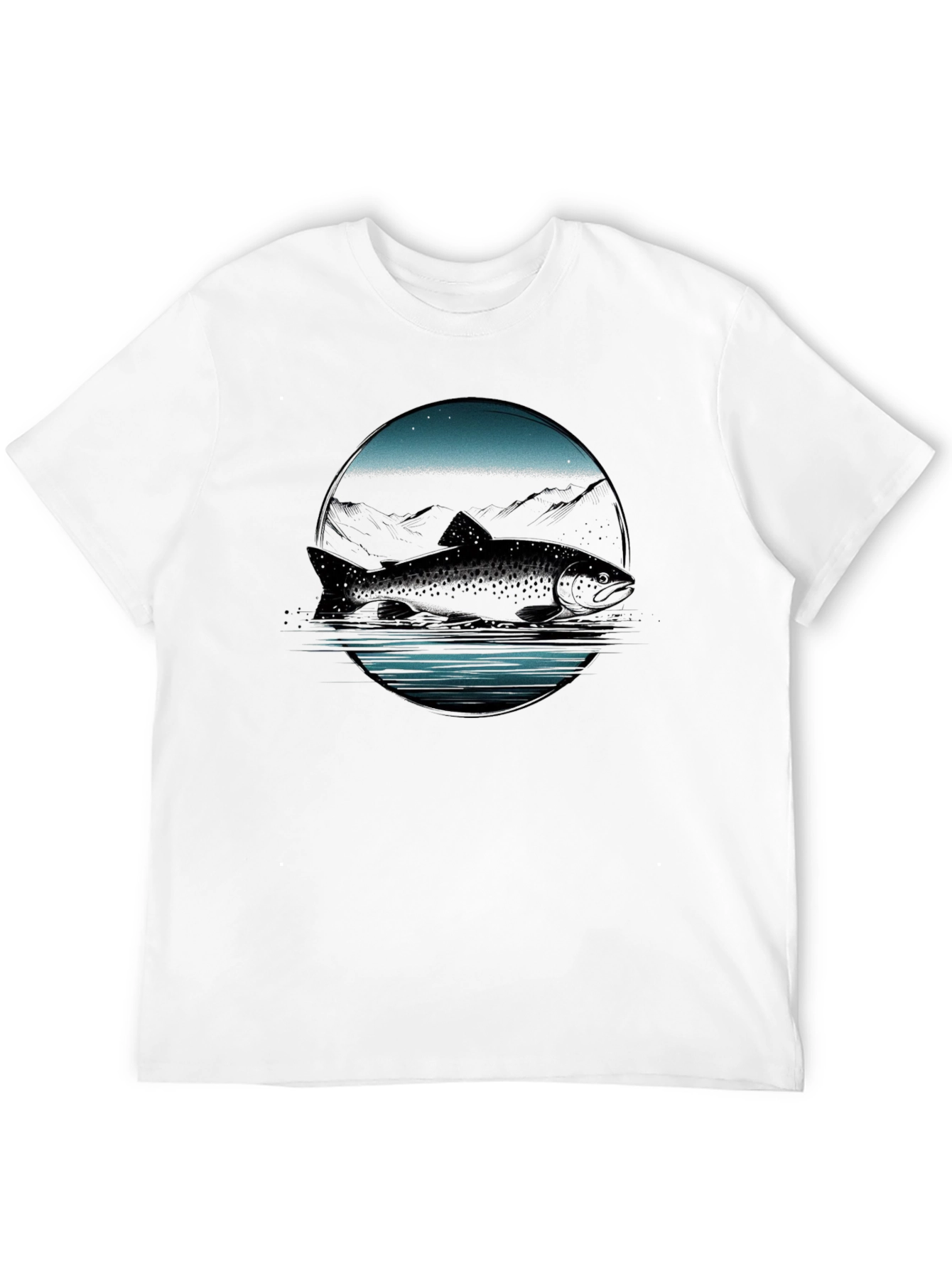 Muskie Fish Graphic Tee - Black Cotton T-Shirt - 12