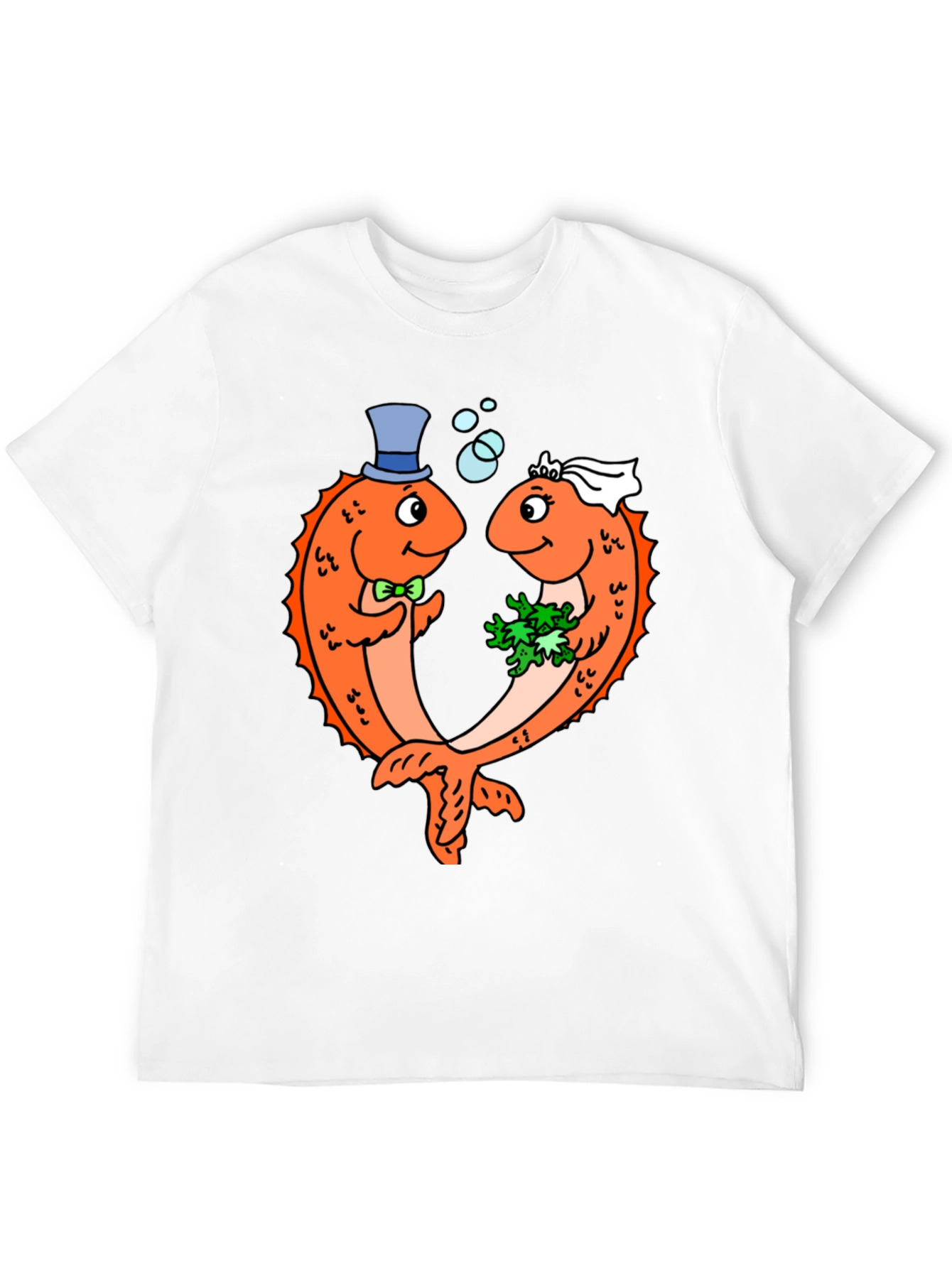 Black Funny Fish Wedding Black T-Shirt view 12