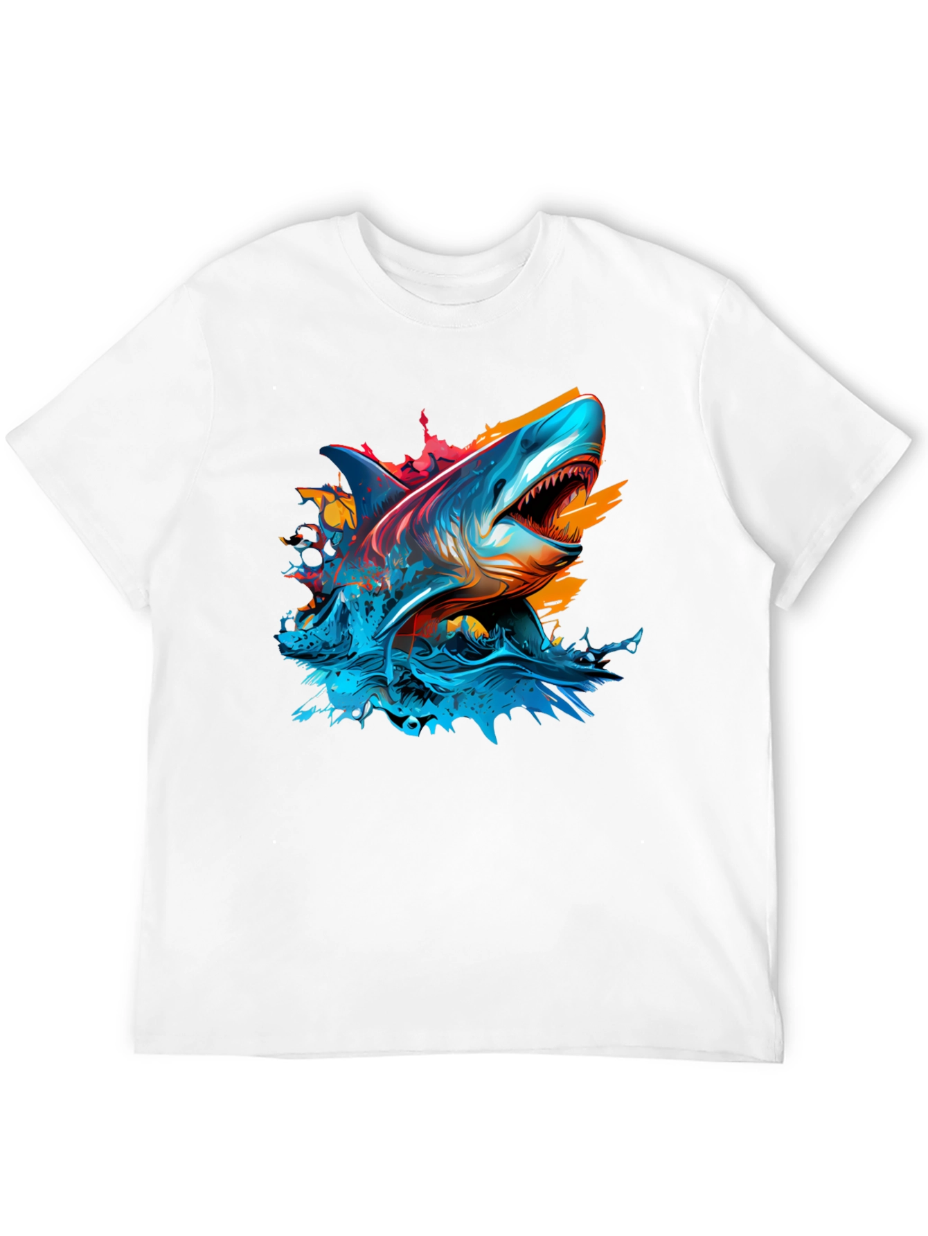 Black Shark Attack Graphic Tee - Bold Black T-Shirt view 12