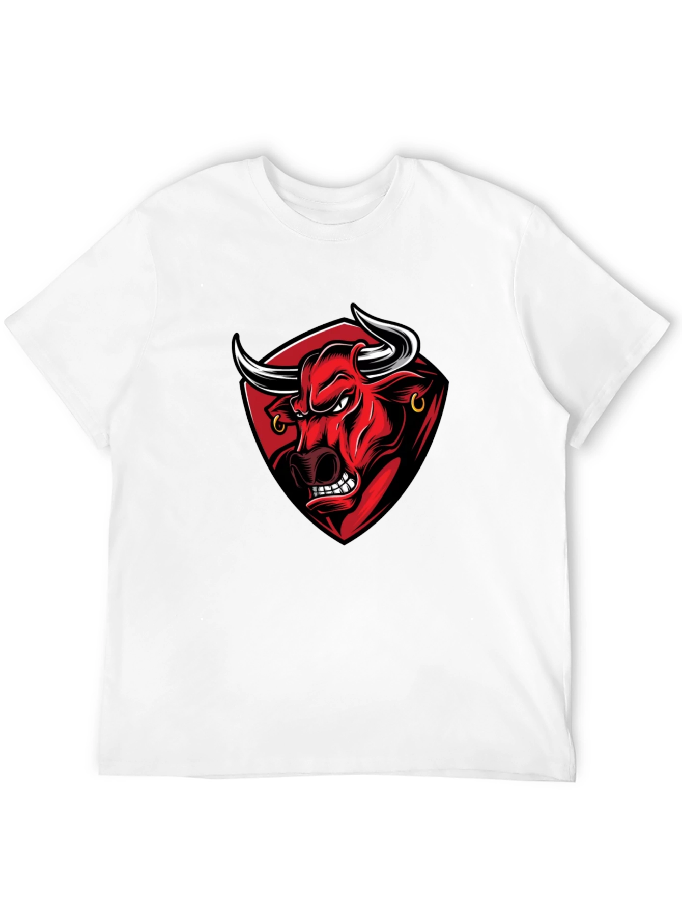 Black Men's Black Graphic Tee - Angry Bull Design view 12