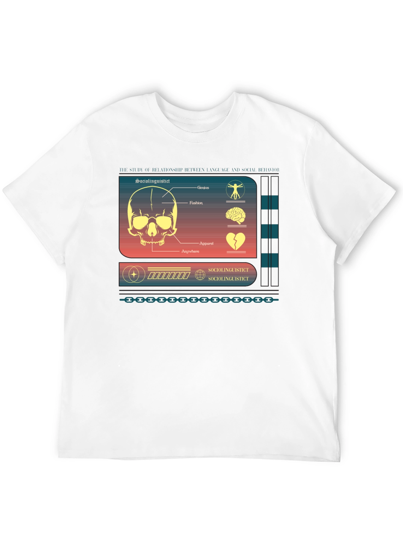 Black Sociolinguistic Diagram Graphic T-Shirt view 12