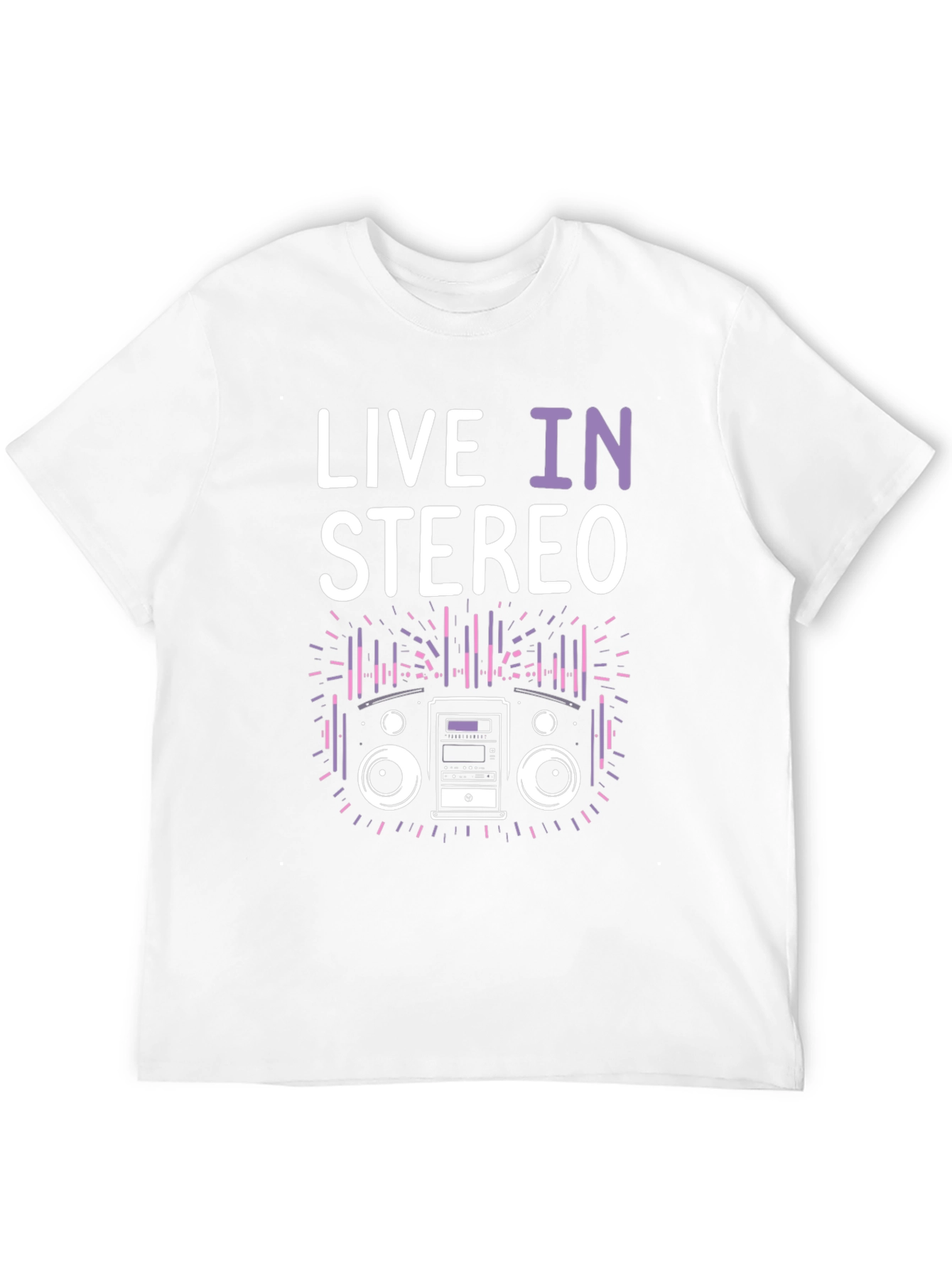 Black Live In Stereo Graphic Tee - Music Lover T-Shirt view 12