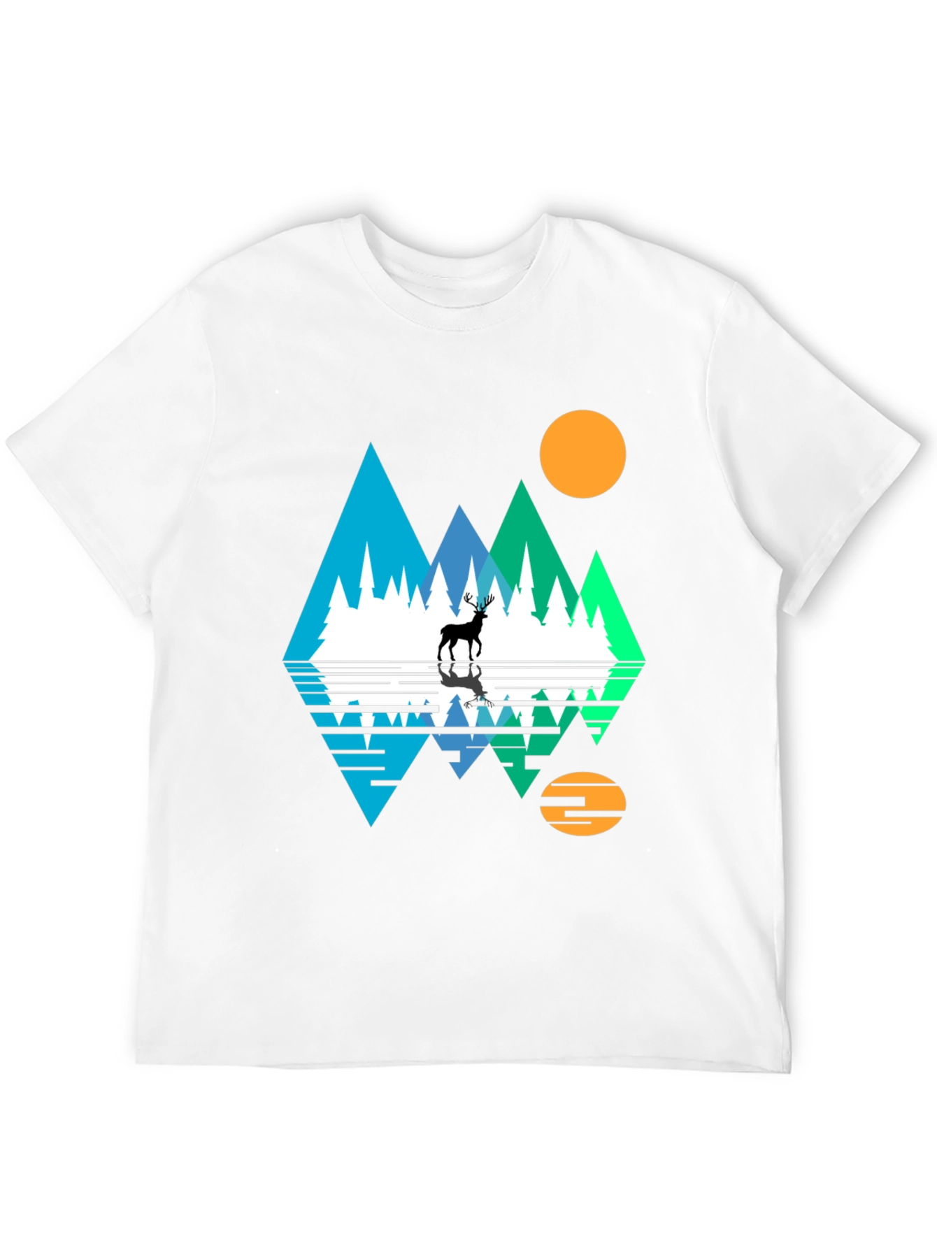 Black Nature Deer Graphic Tee - Black Cotton Blend view 12