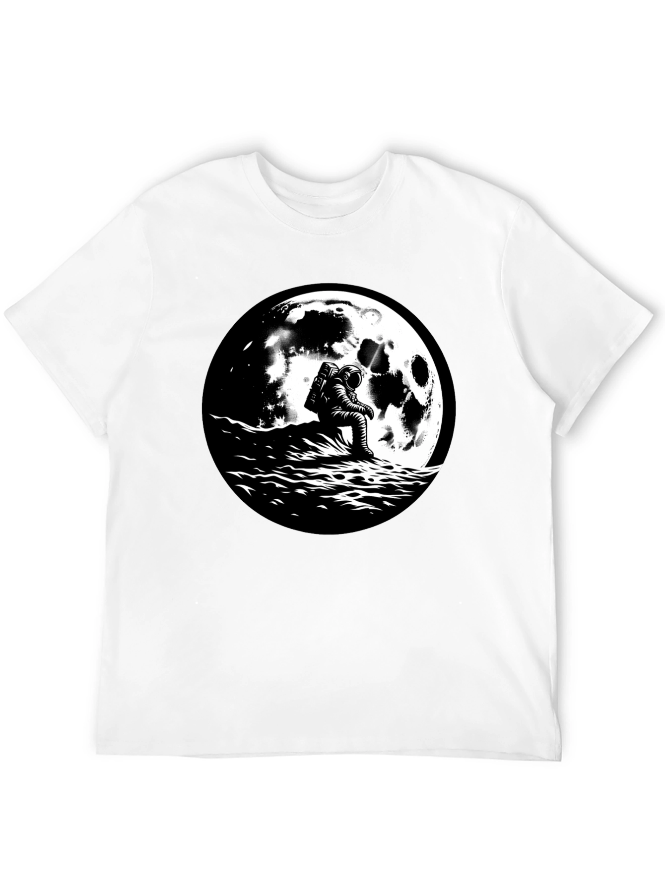 Black Astronaut Moon Graphic T-Shirt - Black Cotton Tee view 12