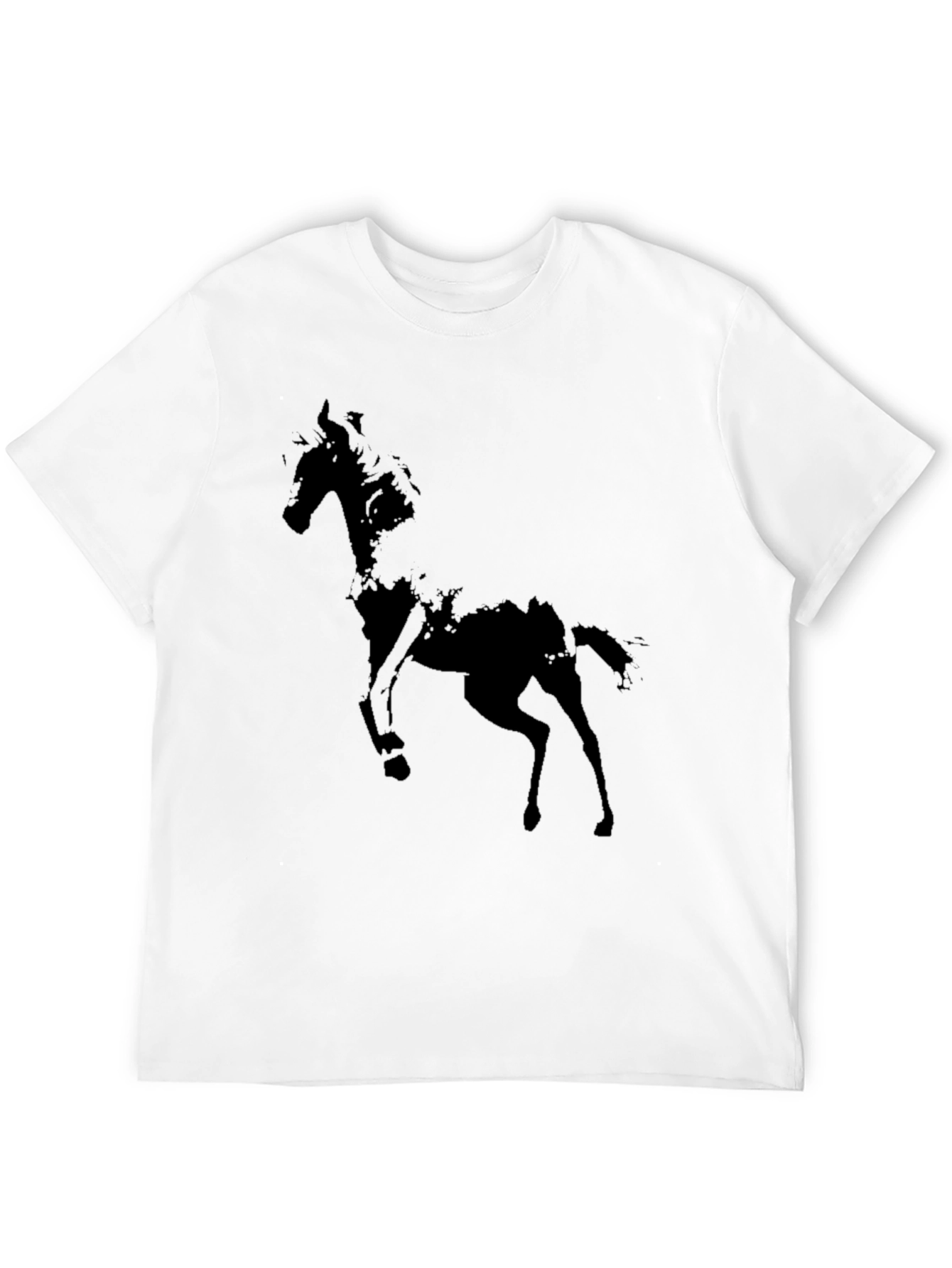 Black Abstract Horse Graphic Black T-Shirt view 12