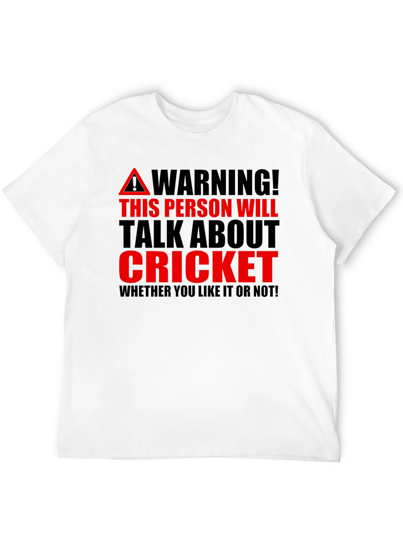 Black Cricket Fan Warning T-Shirt - Talk About Cricket view 12