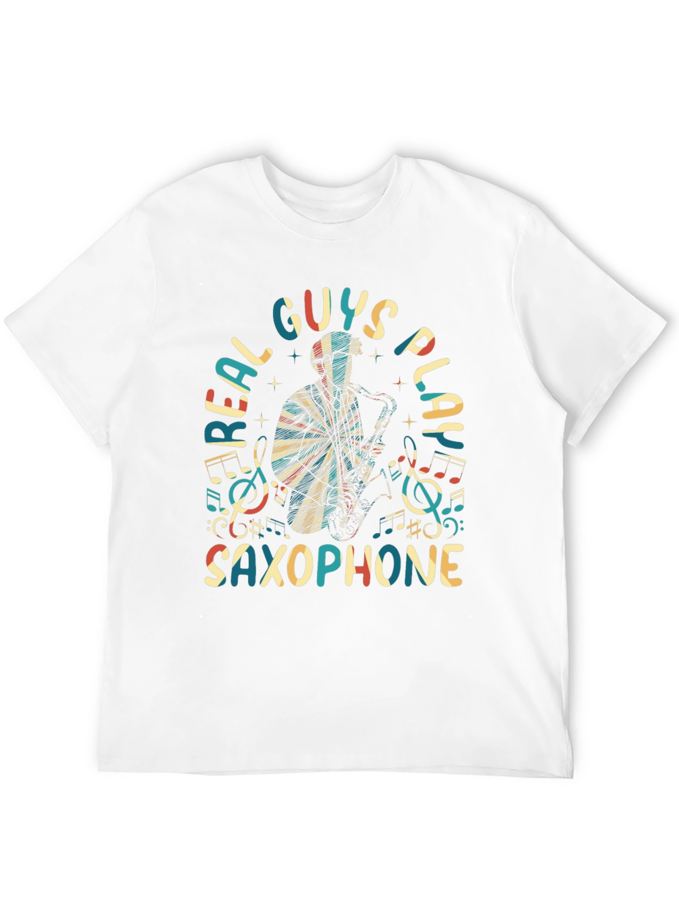 Black Real Guys Play Saxophone Graphic Tee view 12
