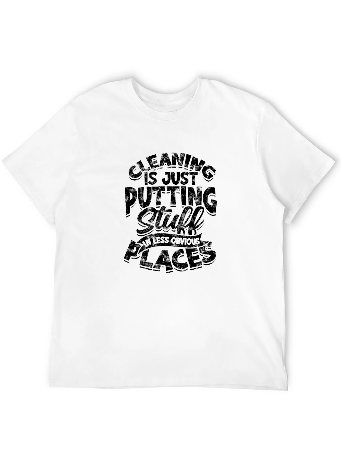 Black Humorous Cleaning T-Shirt for Men - Black view 12