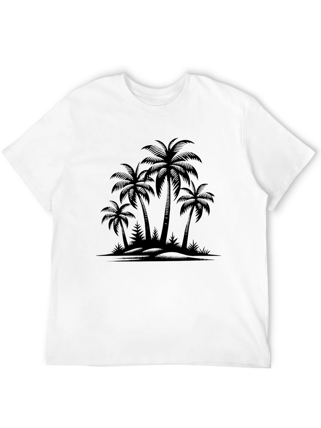 Black Palm Tree Silhouette Graphic Black T-Shirt view 12
