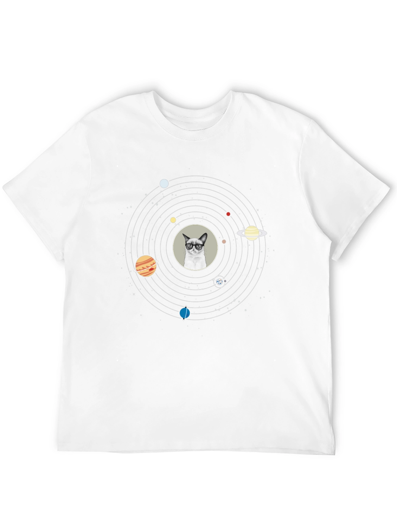 Black Cat Planet T-Shirt - Solar System Funny Tee view 12