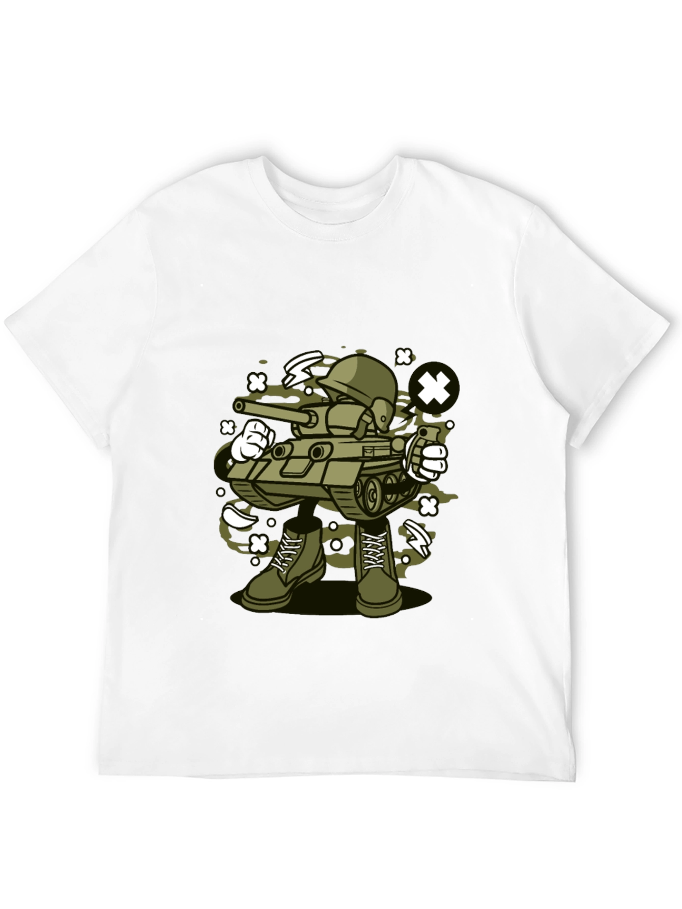 Black Cartoon Tank Soldier T-Shirt - Black view 12