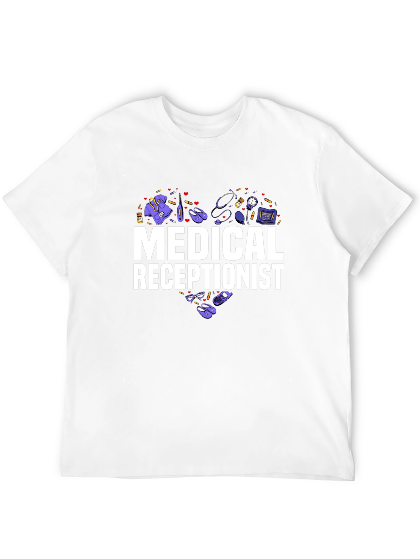 Black Medical Receptionist Heart Graphic T-Shirt view 12