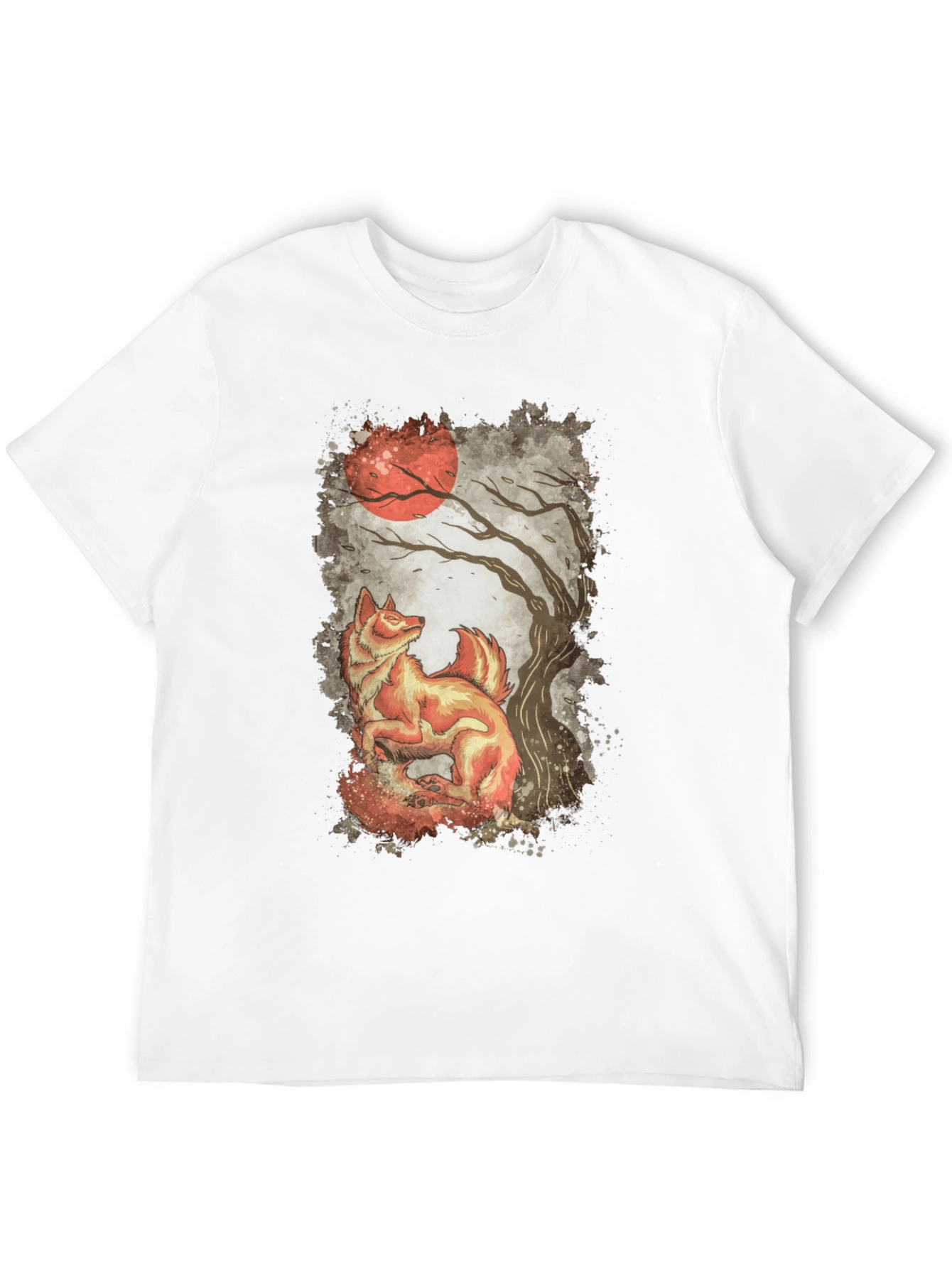 Black Fox and Moon Graphic Print Tee view 12