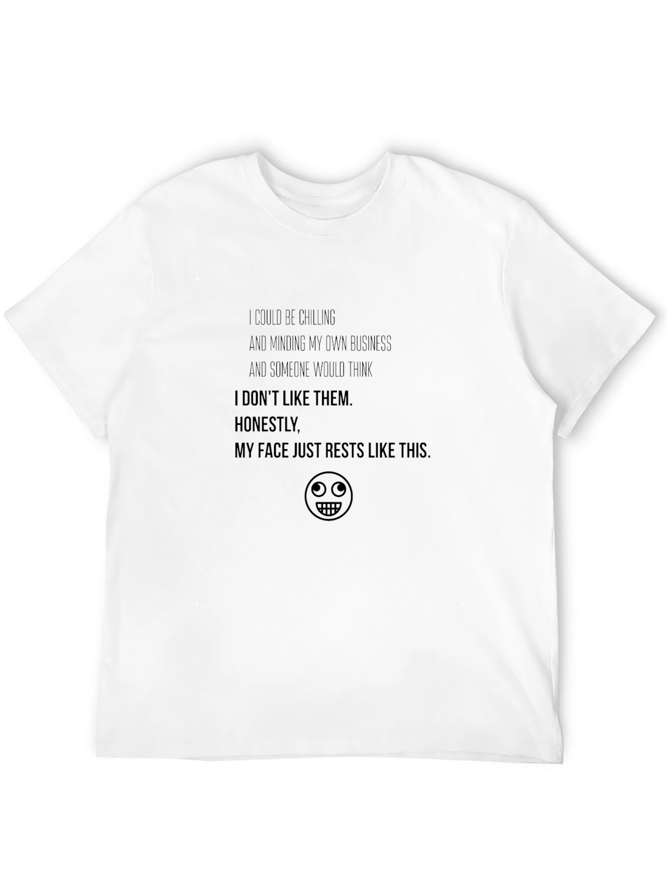 Black Resting Face T-Shirt: Funny Graphic Tee for Relaxed Moods view 12