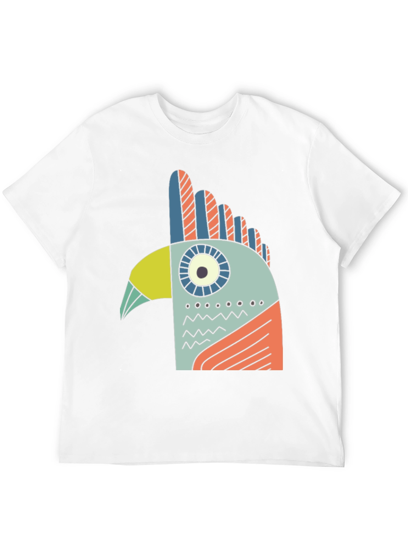 Black Abstract Bird Graphic Tee - Black Cotton T-Shirt view 12