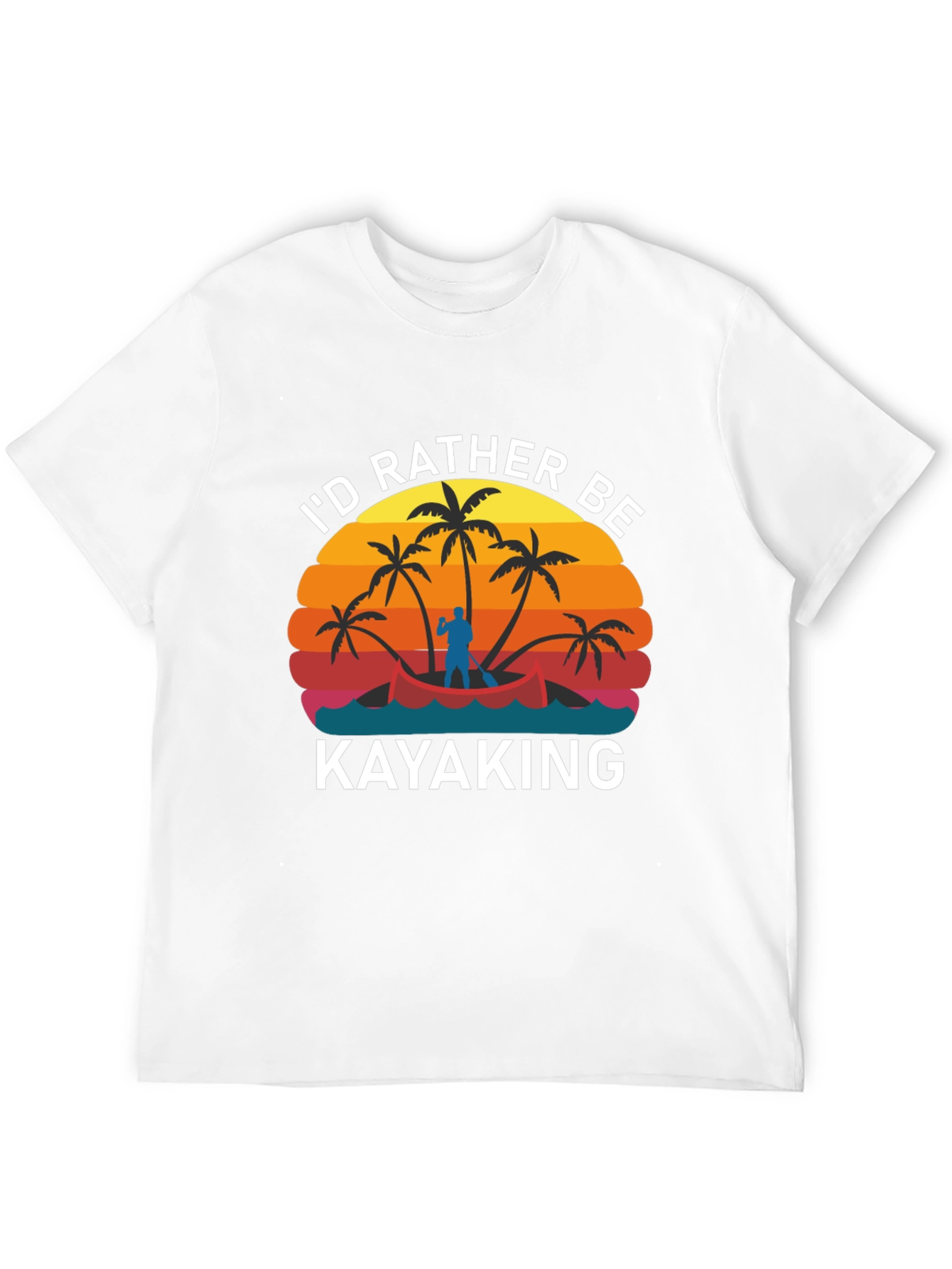 Black Retro Kayaking T-Shirt - I'd Rather Be Kayaking view 12