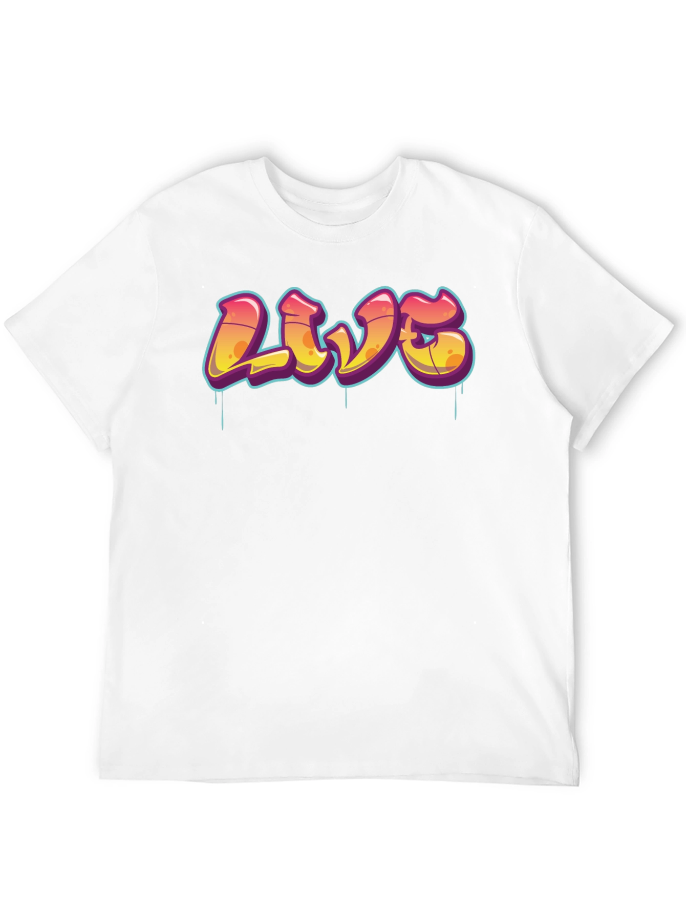 Black Urban Style Graphic Tee - "LIVE" Graffiti Design view 12