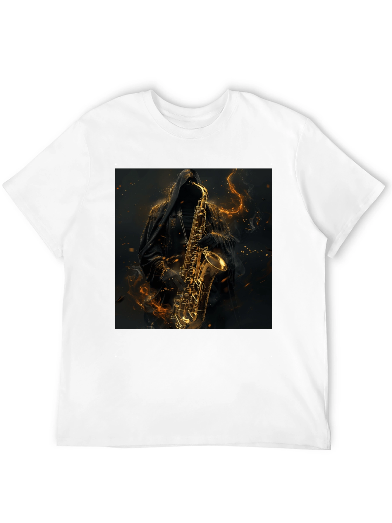 Black Saxophone Reaper Graphic Black T-Shirt view 12