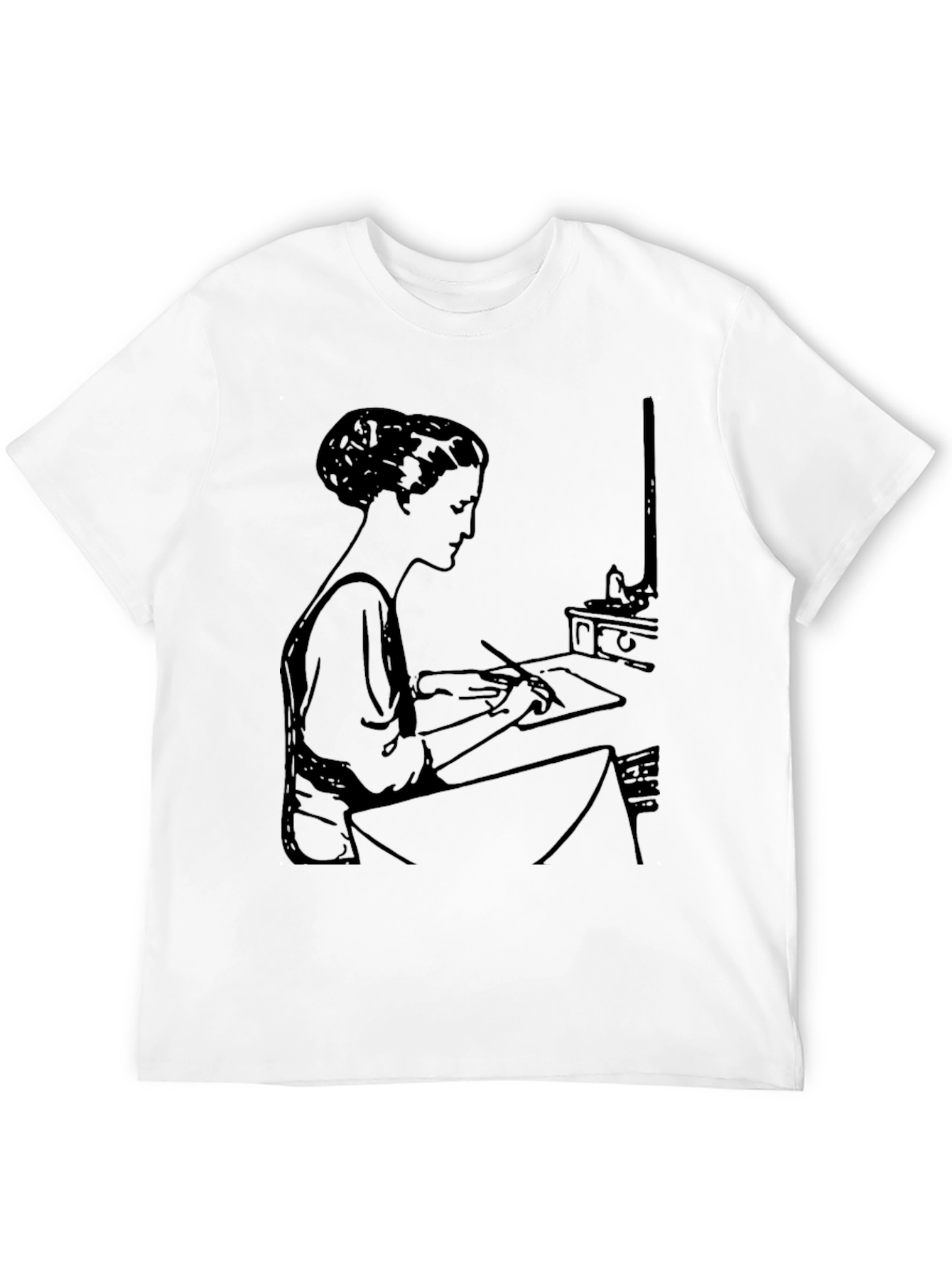 Black Woman Writing Black T-Shirt view 12