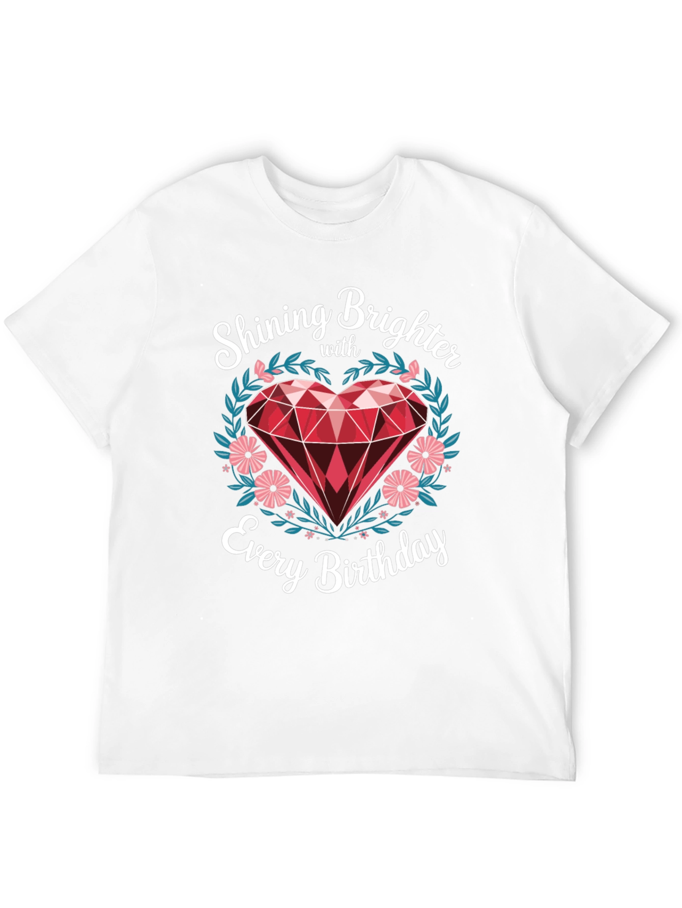 Black Shining Brighter Birthday T-Shirt - Heart Gem Design view 12