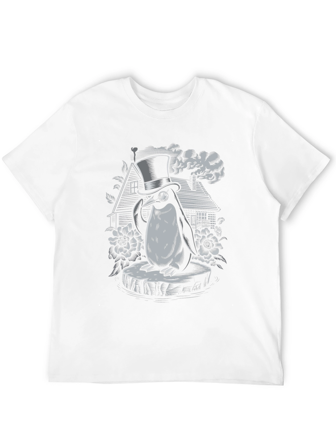 Black Penguin Top Hat Graphic Tee - Unique Design view 12