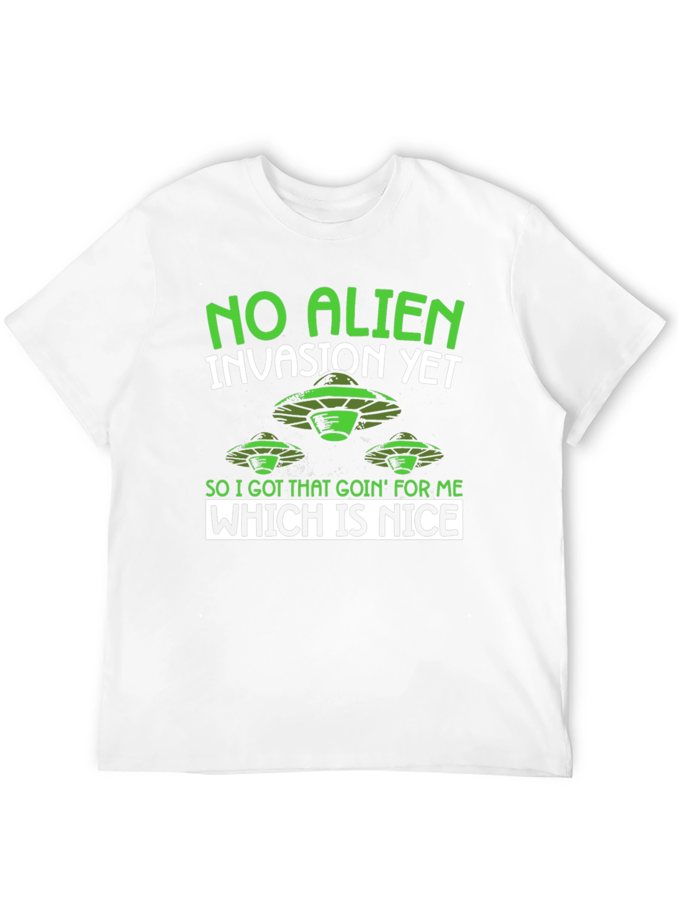 Black No Alien Invasion Humor Graphic T-Shirt view 12