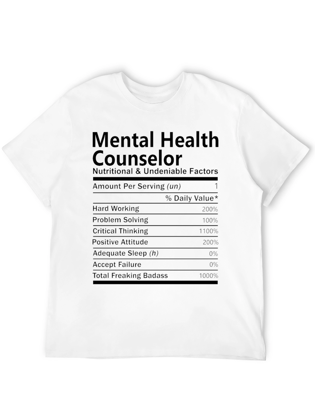 Black Mental Health Counselor T-Shirt - Nutritional Facts Funny Tee view 12