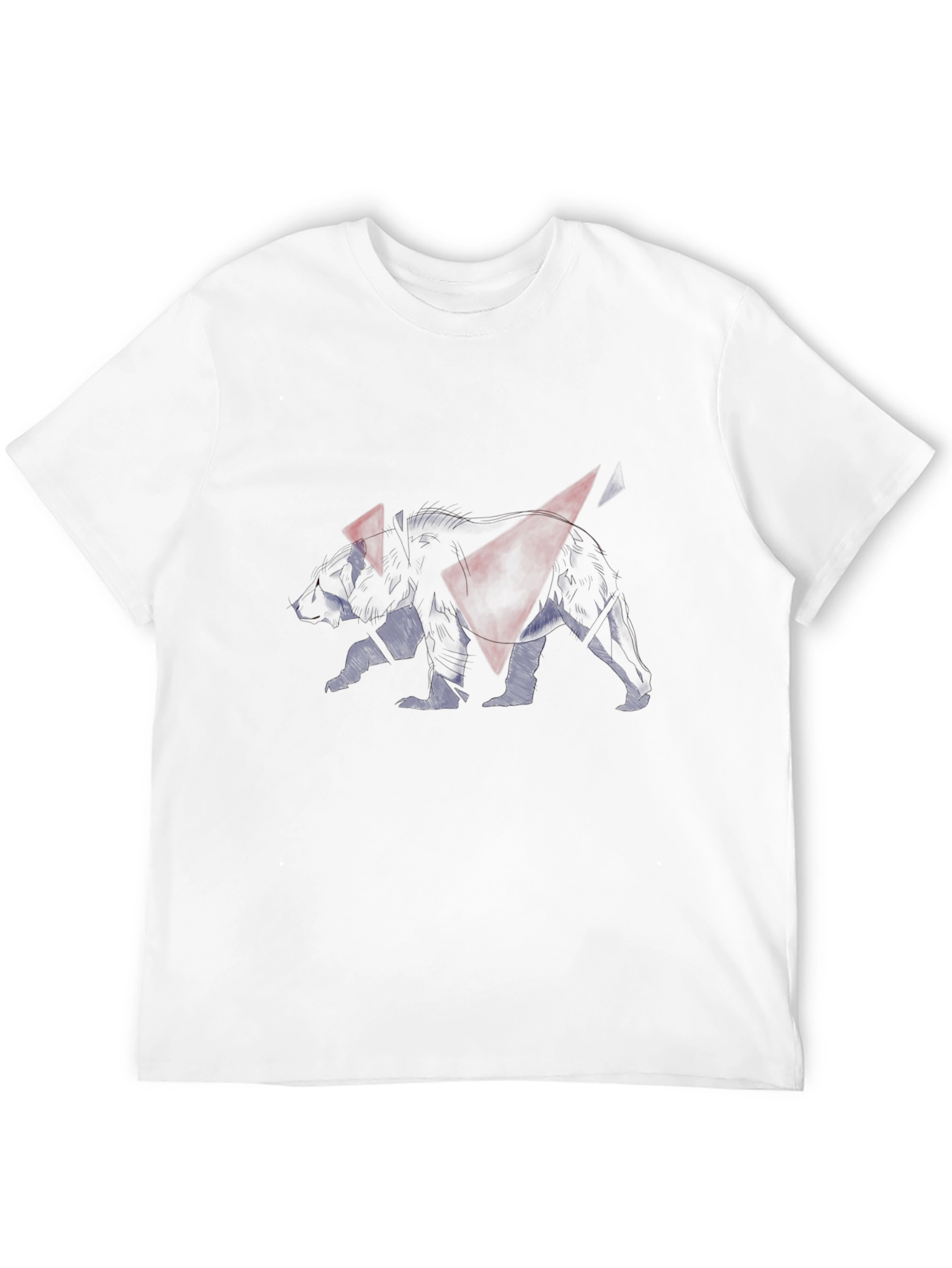 Black Abstract Geometric Bear Graphic Tee - Black view 12