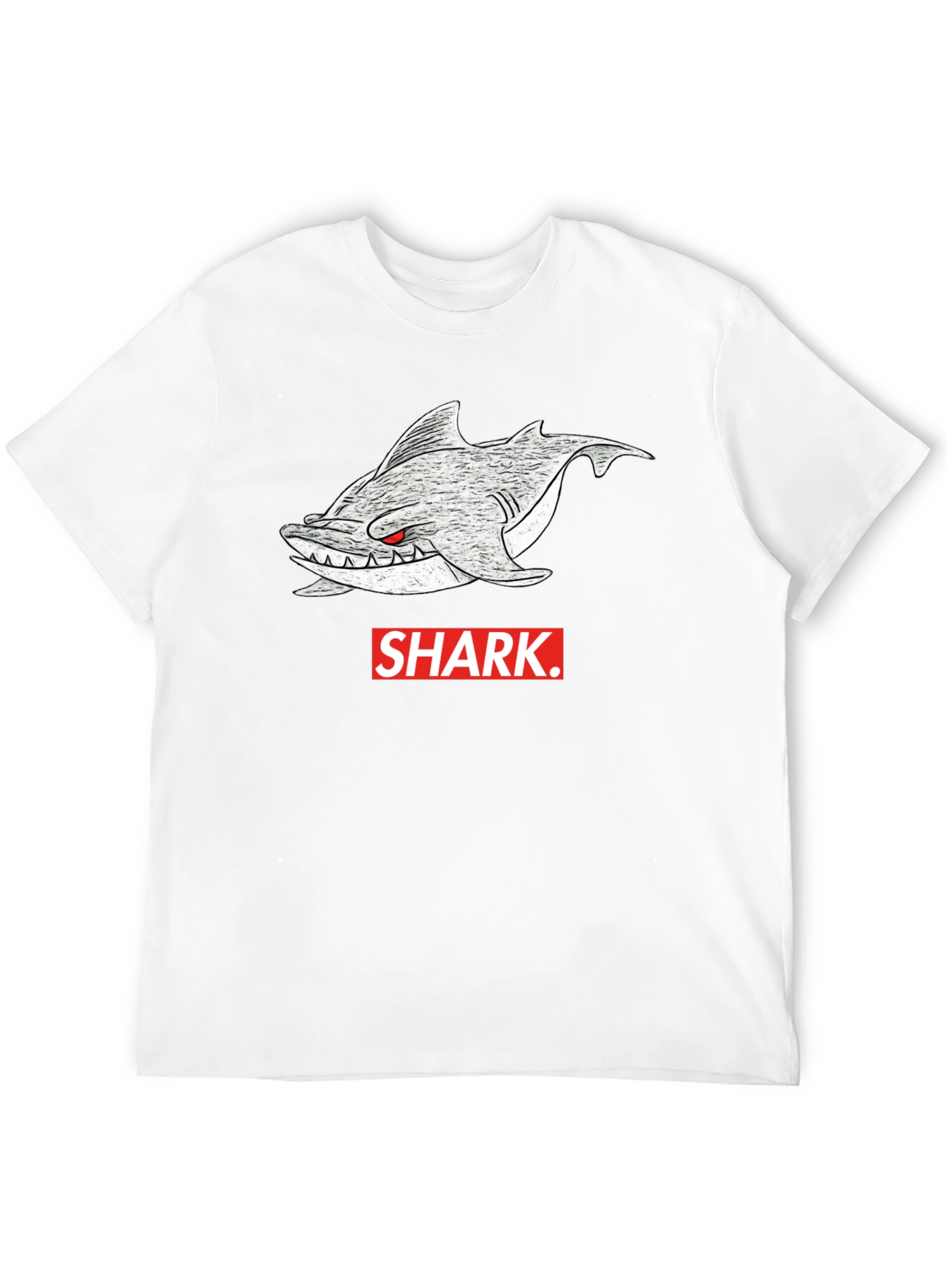 Black Shark Graphic Tee - Men's Black Cotton T-Shirt view 12