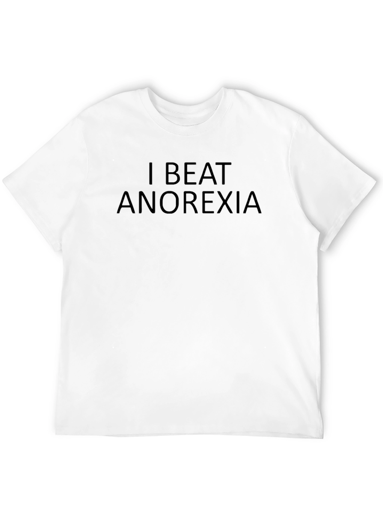 Black I Beat Anorexia T-Shirt - Black Crew Neck view 12