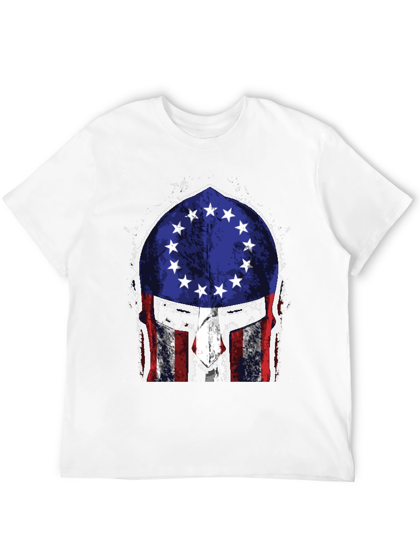 Black American Flag Spartan Helmet T-Shirt view 12