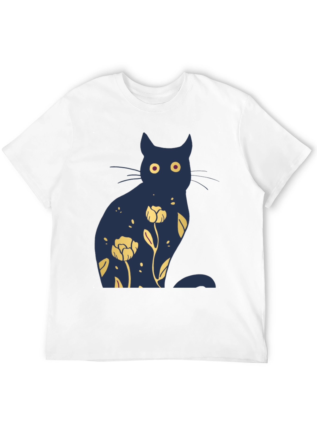 Black Floral Cat Graphic Tee - Unique Design view 12