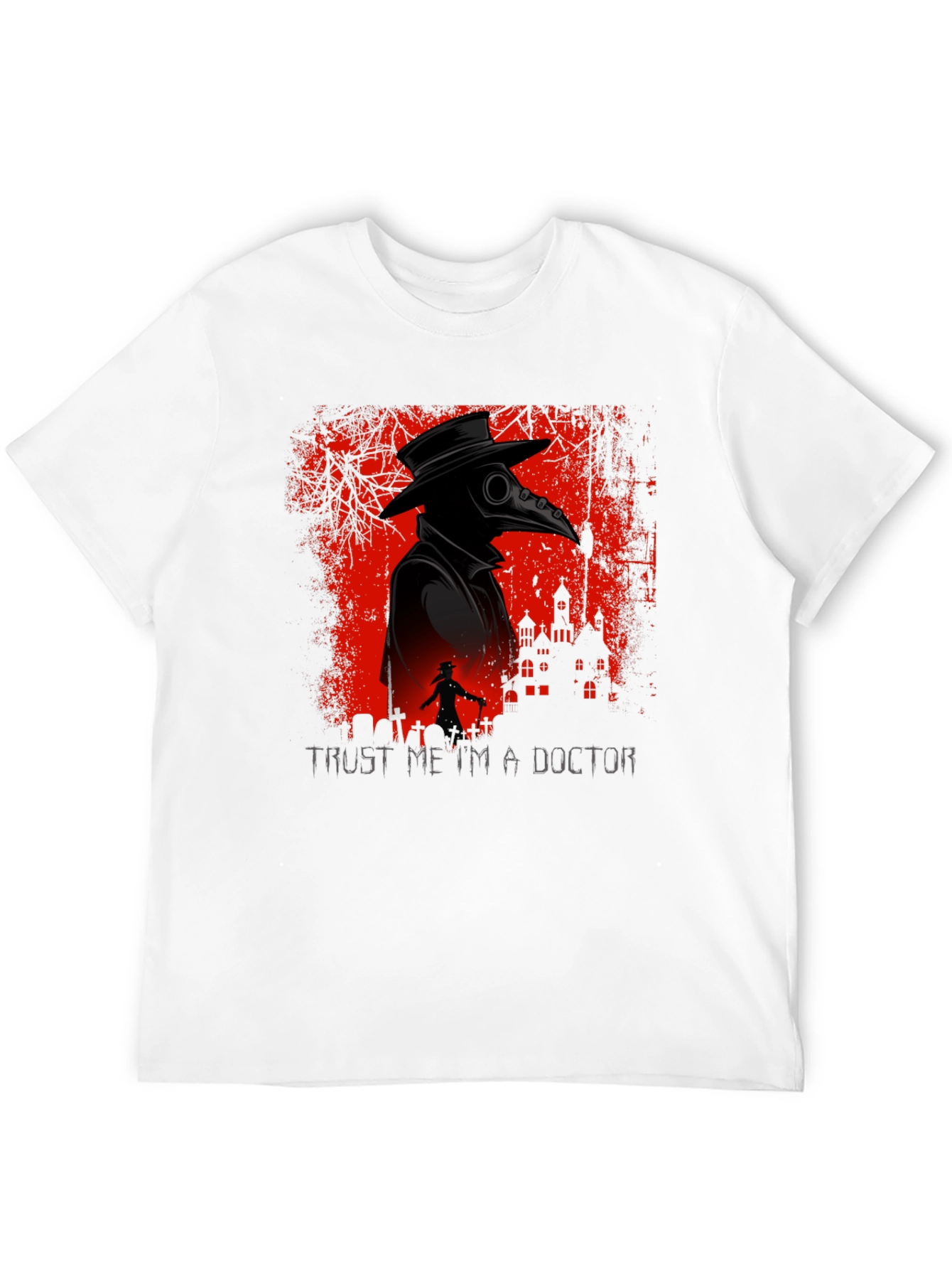 Black Plague Doctor Graphic Tee - Trust Me I'm a Doctor T-Shirt view 12