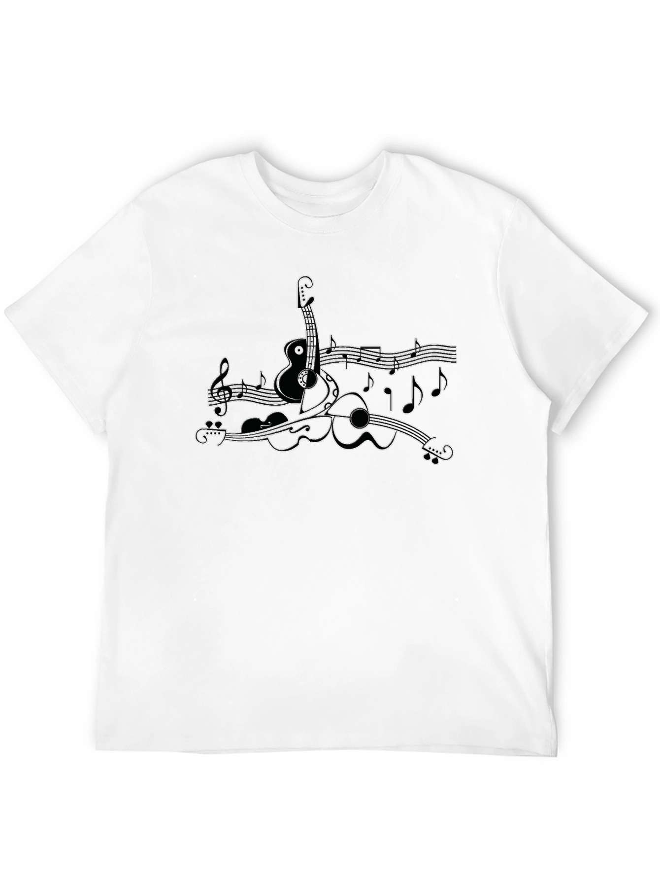 Black Musical Instruments Graphic Tee - Black Cotton Shirt view 12