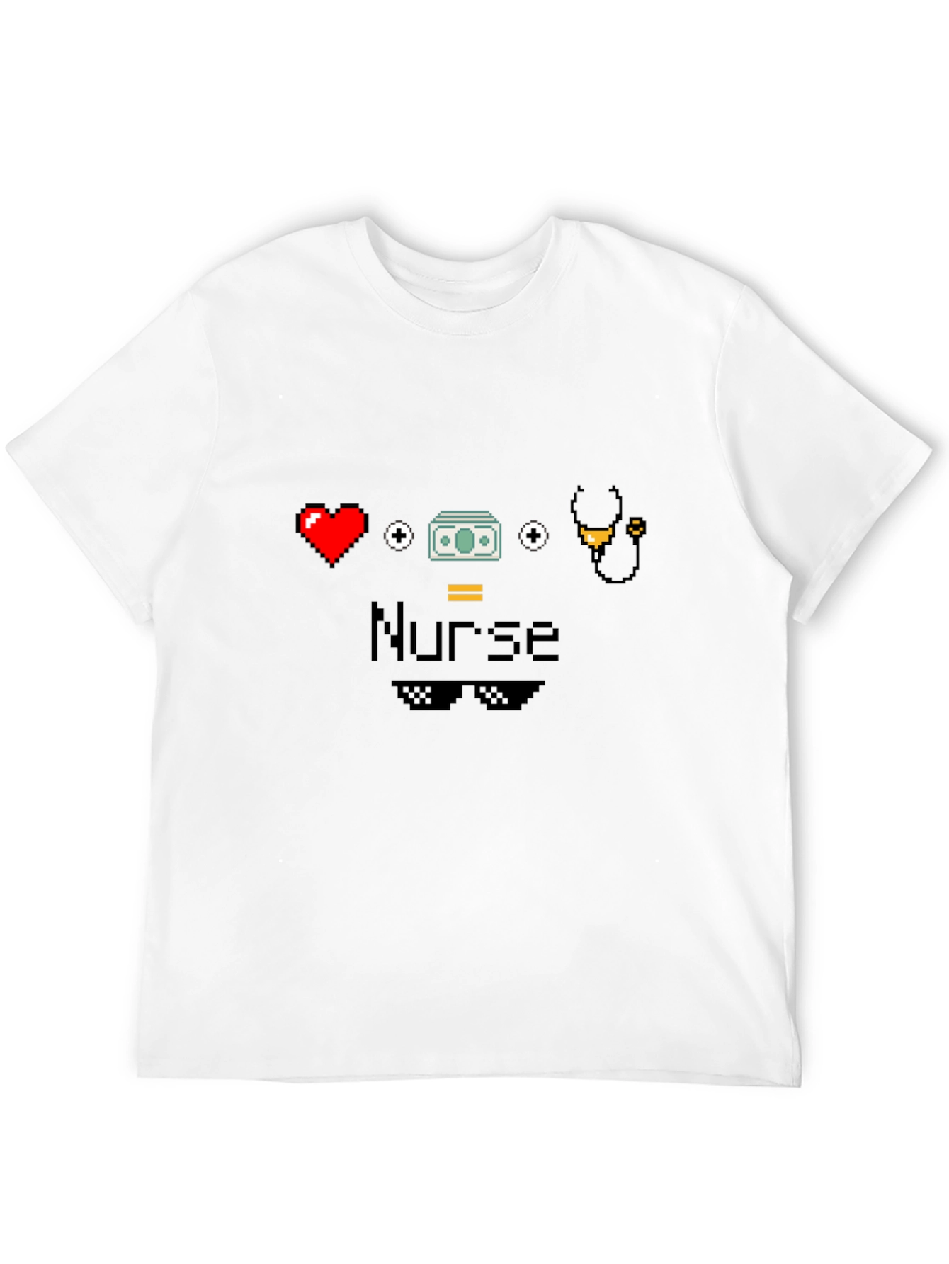 Black Nurse Pixel Art Black T-Shirt - Cool Nurse Tee view 12