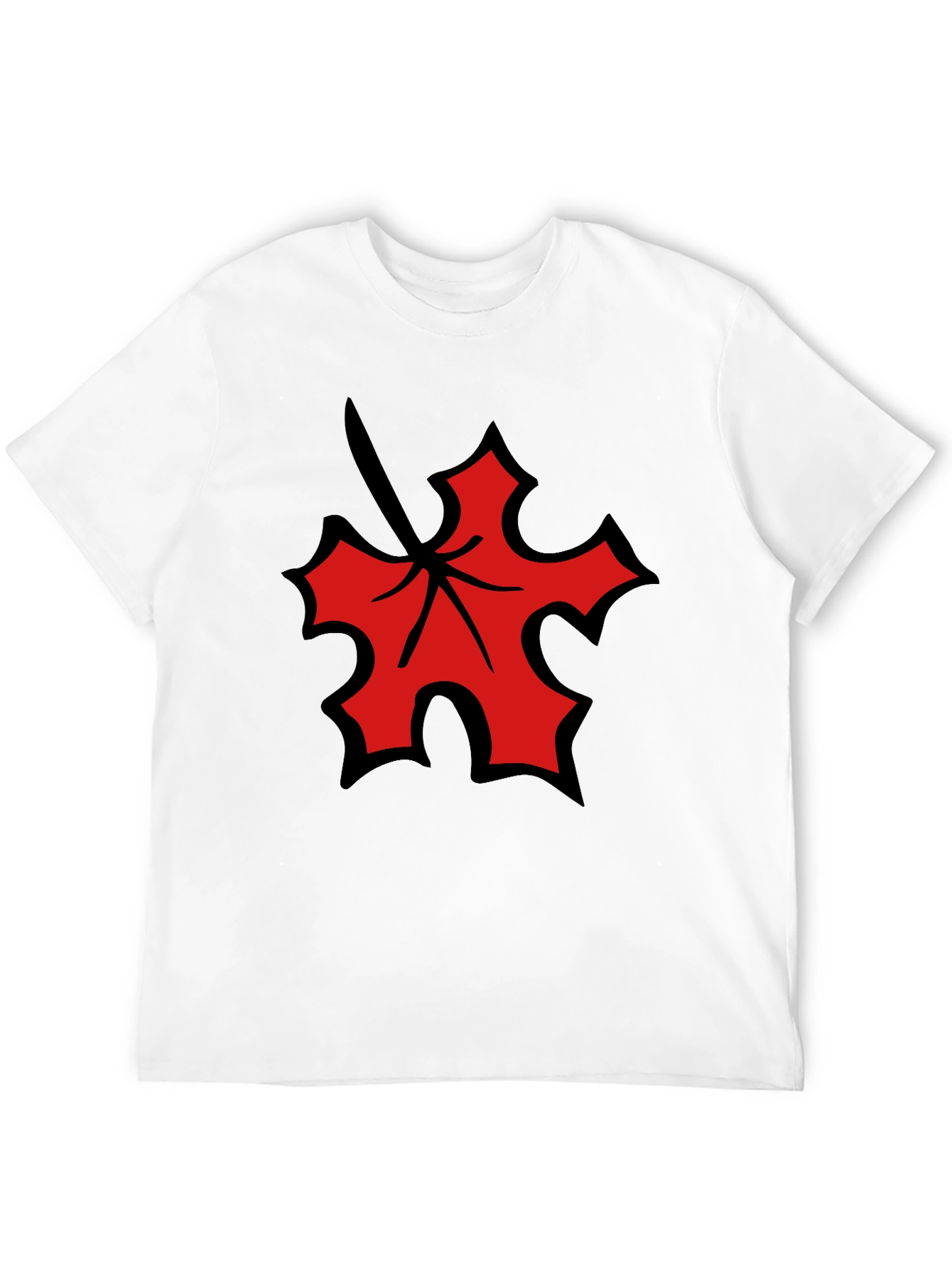 Black Red Leaf Graphic Black T-Shirt view 12