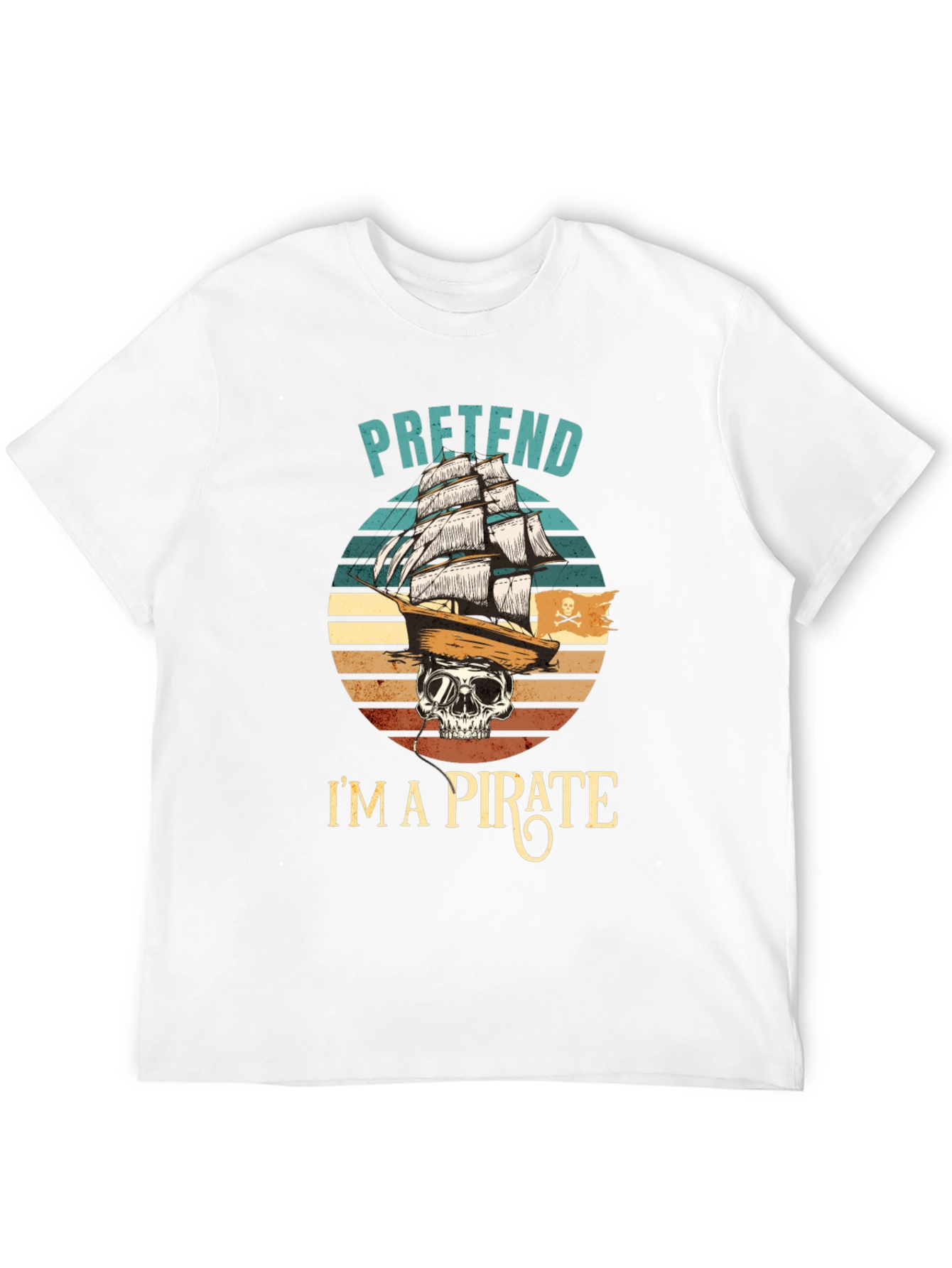 Black Pretend I'm A Pirate T-Shirt - Skull & Ship Graphic Tee view 12