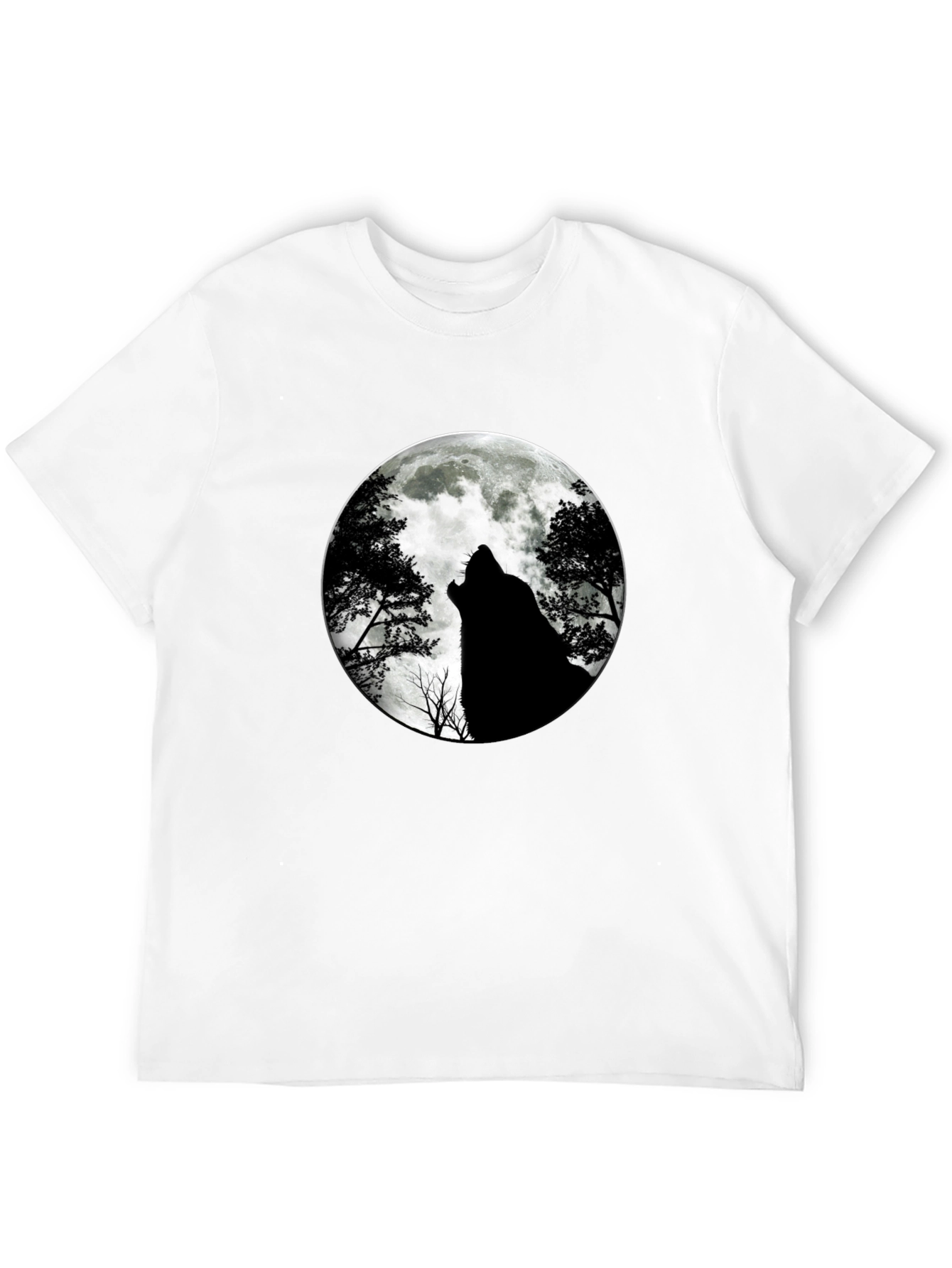 Black Wolf Moon Graphic Tee - Black Cotton T-Shirt view 12