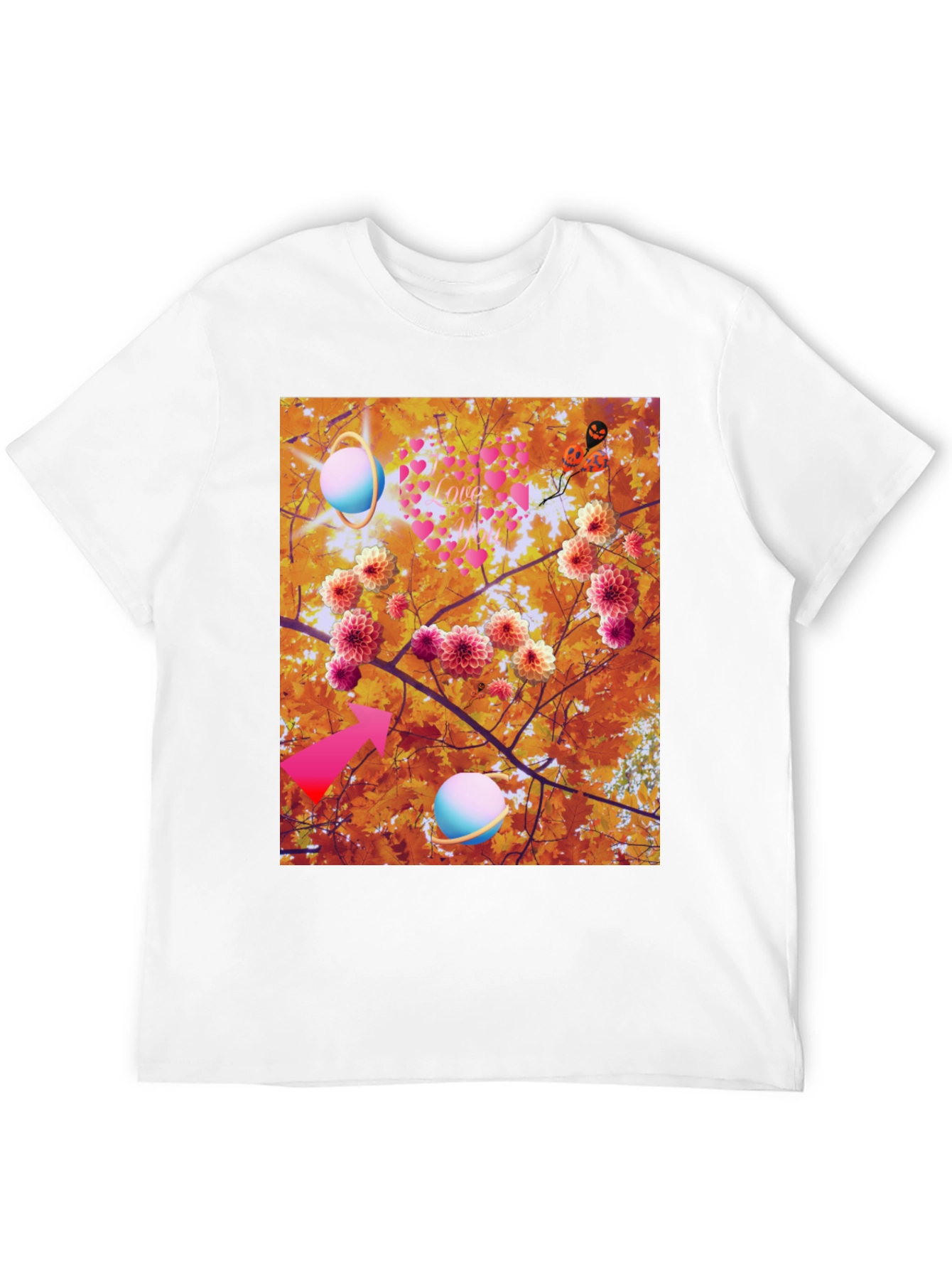 Black Artistic Graphic Tee: Floral Galaxy Love view 12