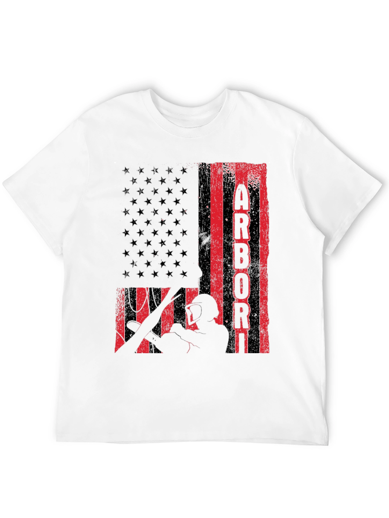 Black American Arborist Flag T-Shirt view 12