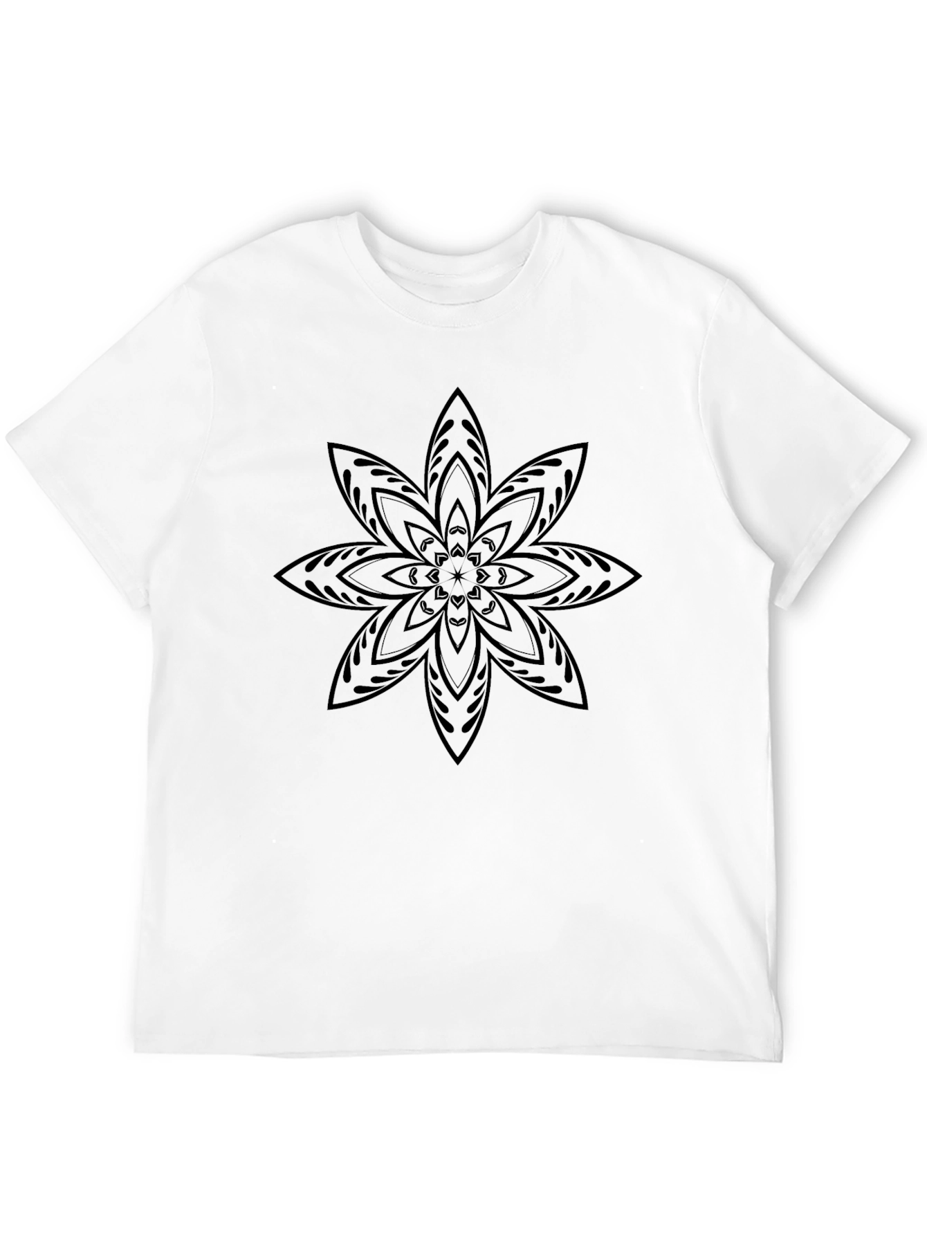 Black Black Mandala Print Crew Neck T-Shirt view 12