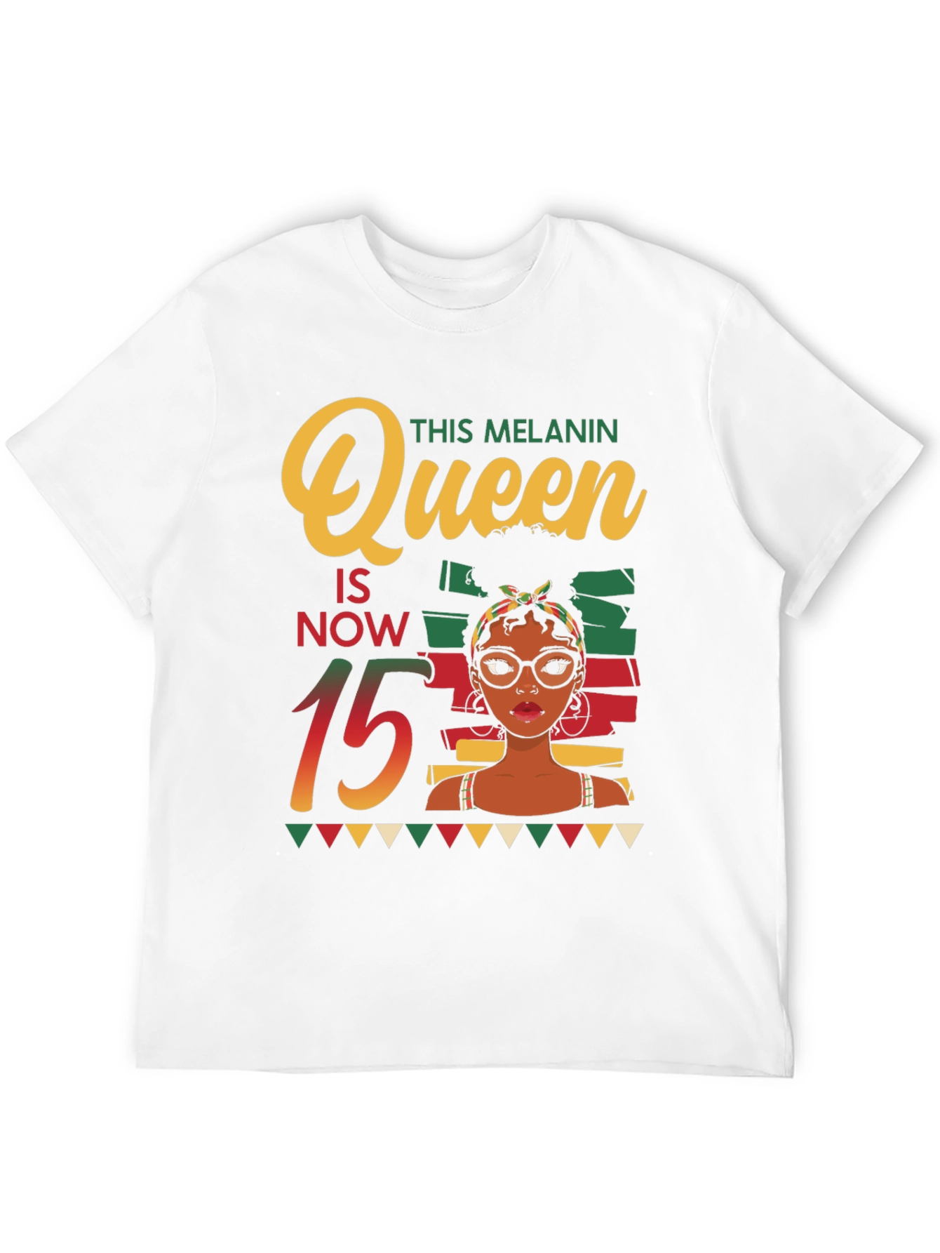 Melanin Queen 15th Birthday Black T-Shirt - 12