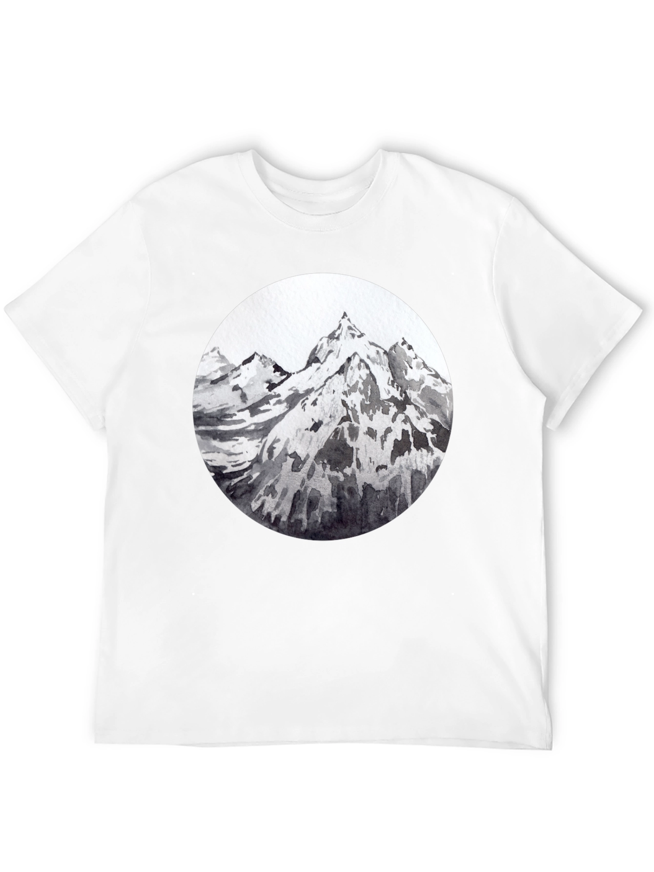 Black Mountain Peaks Graphic Tee - Black Cotton T-Shirt view 12
