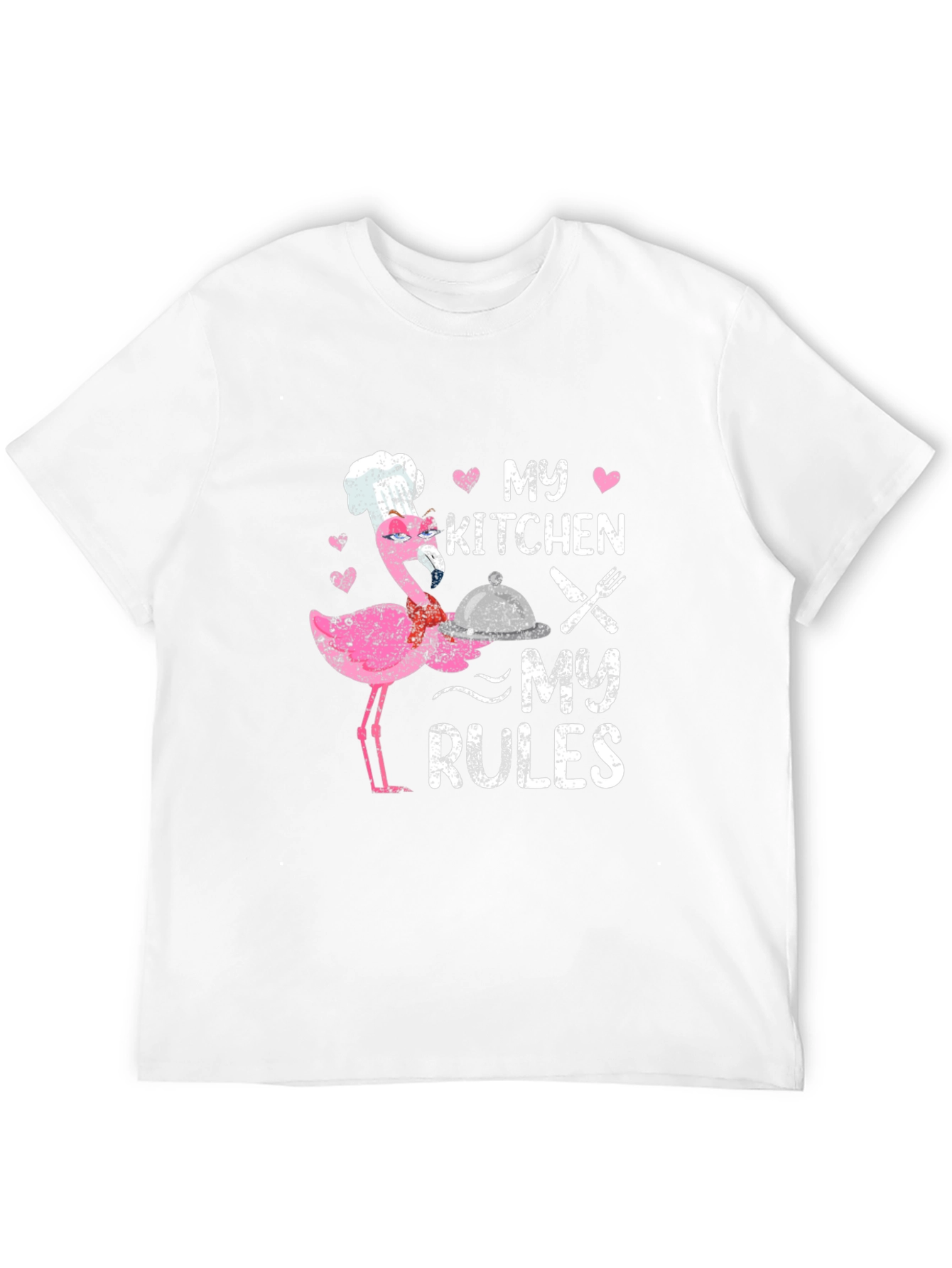 Black My Kitchen My Rules Flamingo Chef T-Shirt view 12