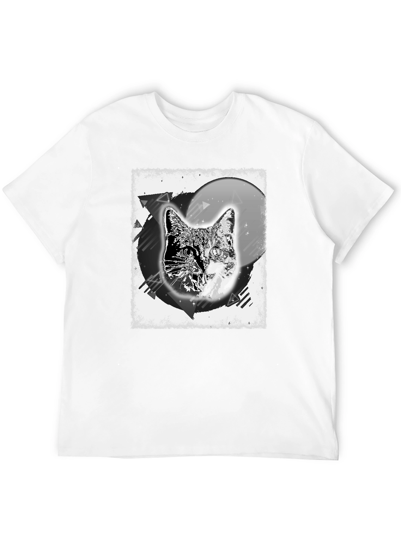 Black Cosmic Cat Graphic Tee - Black Cotton Blend view 12